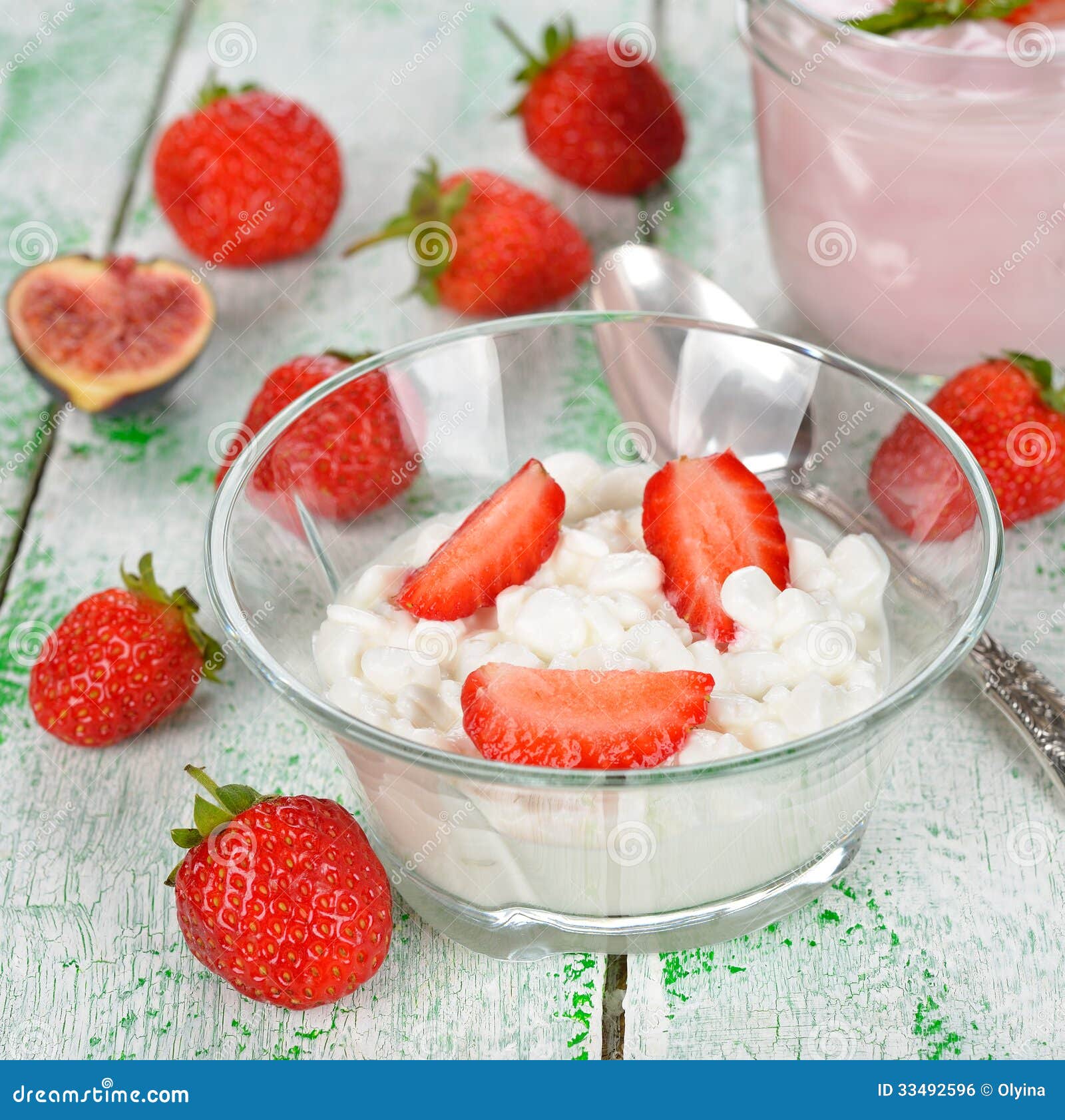 Cottage Cheese with Strawberries Stock Photo Image of berries