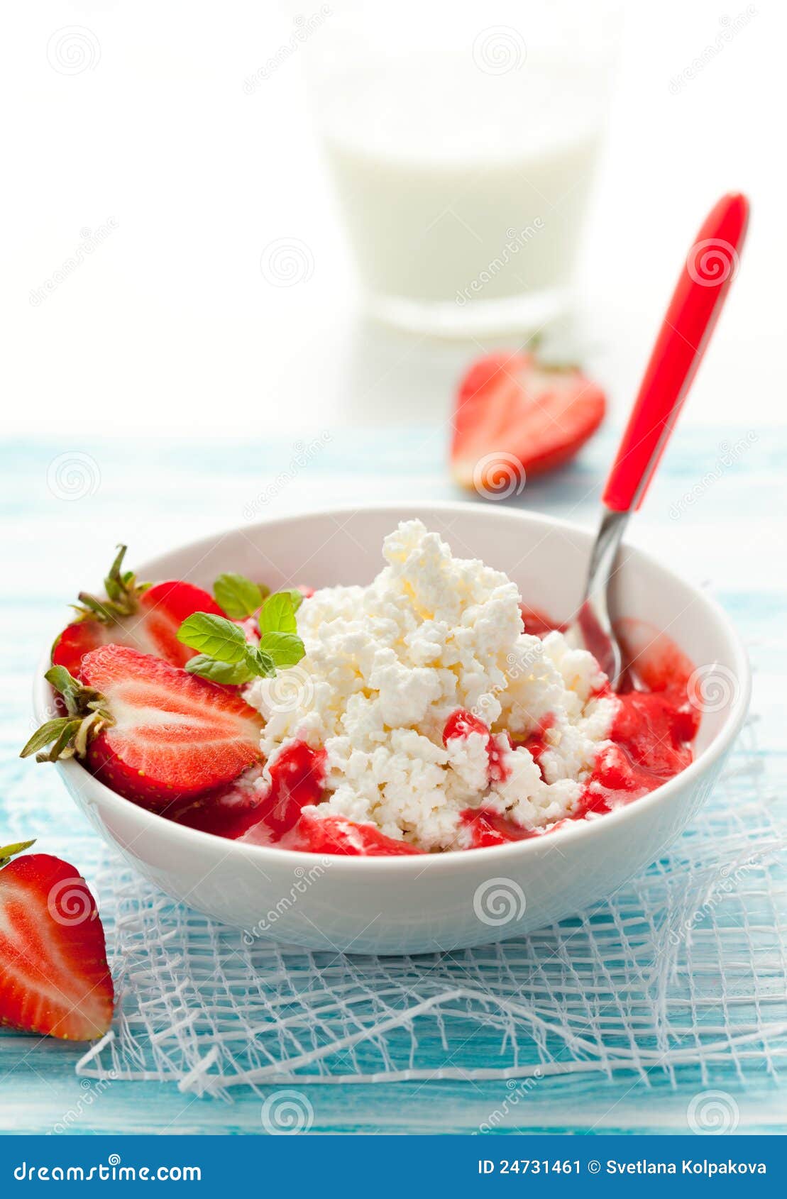 Cottage Cheese with Strawberry Stock Image Image of blue, cuisine