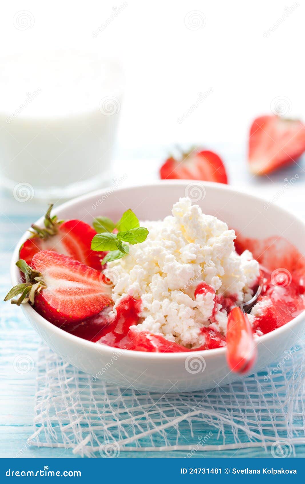 Cottage Cheese with Strawberry Stock Image Image of blue, fruit 24731481