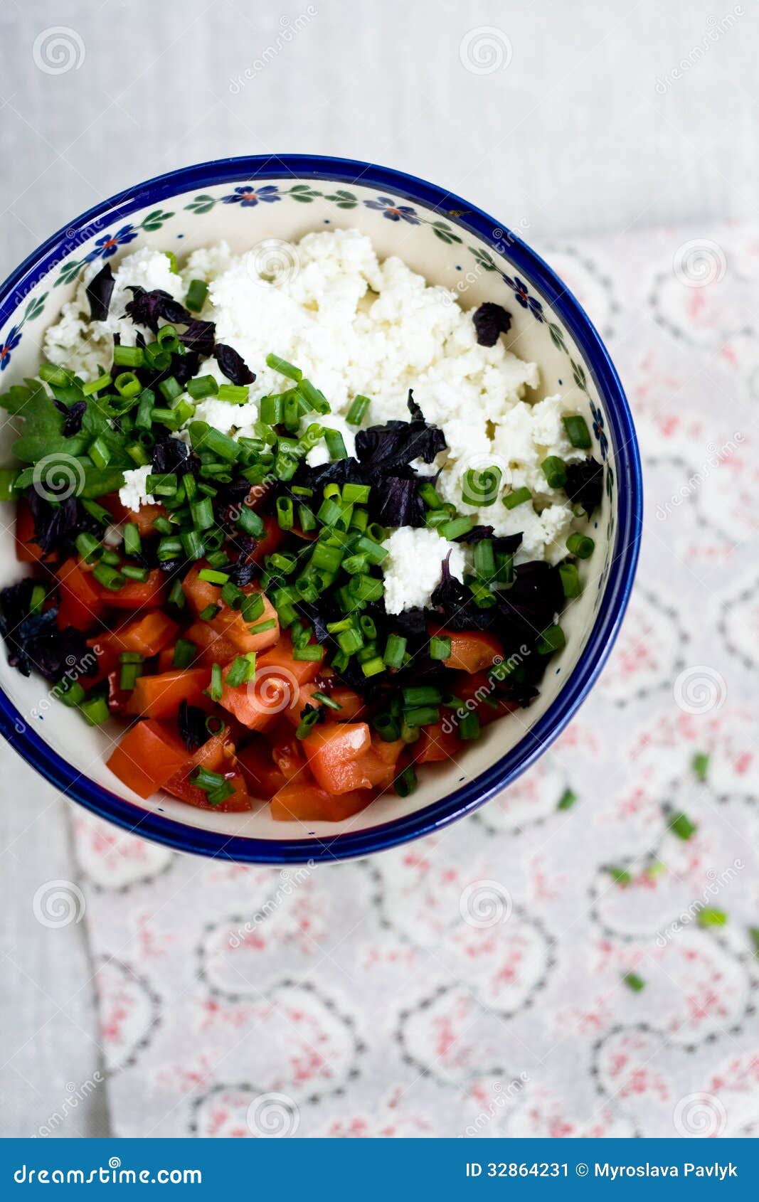 Cottage Cheese and Tomatoes Stock Image Image of calories, ceramic