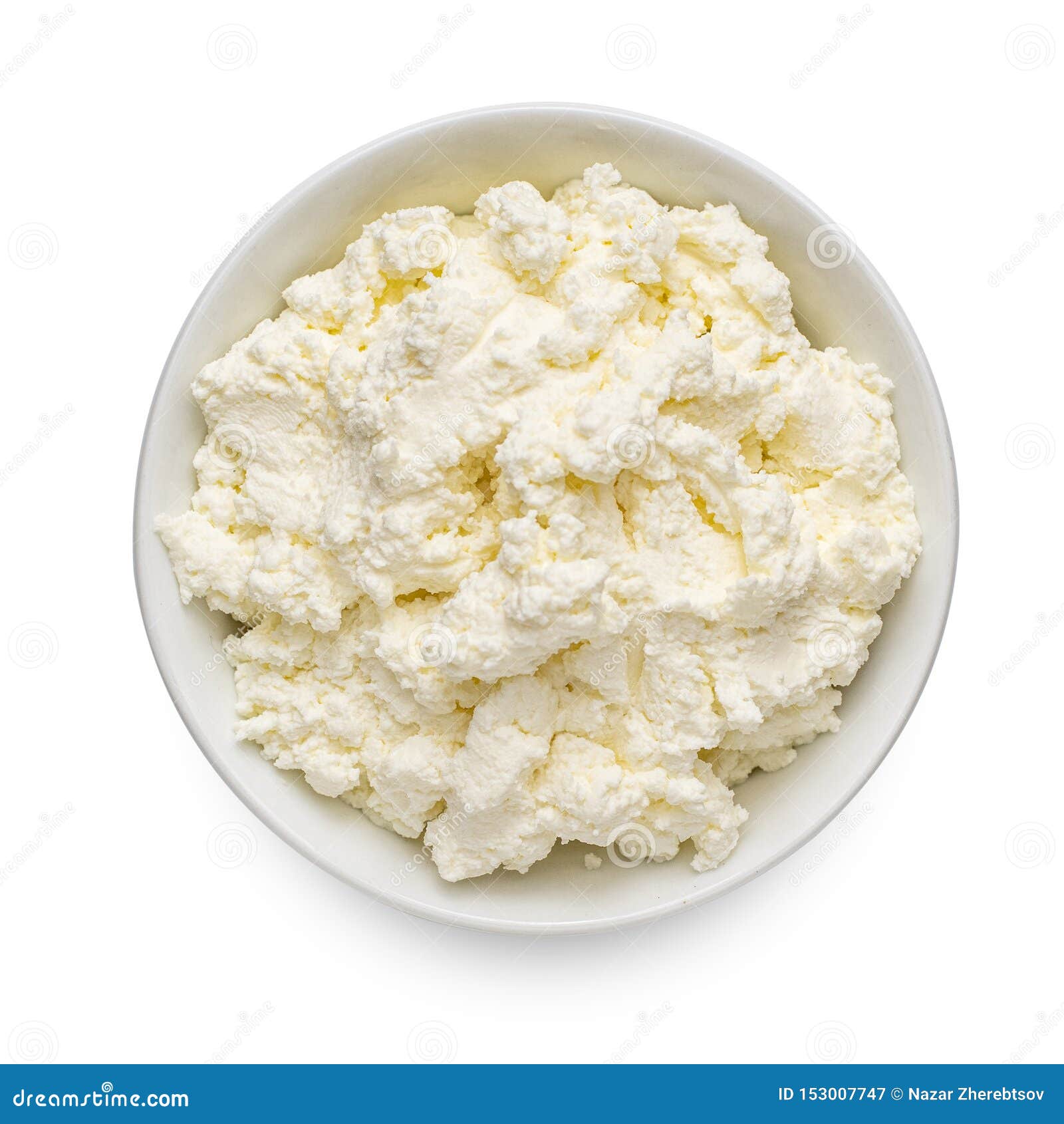 Cottage Cheese Or Tvorog In A Bowl Isolated On White Background