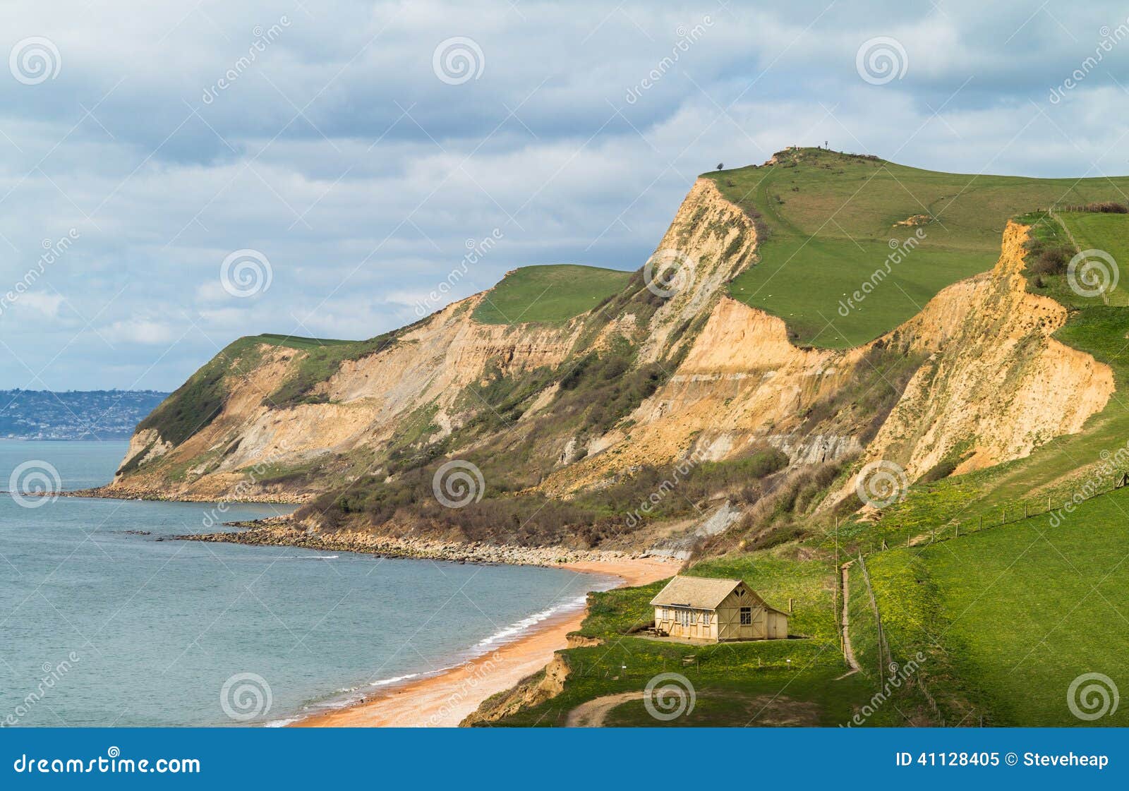 Cottage by Cliffs at West Bay Dorset in UK Stock Image - Image of ...