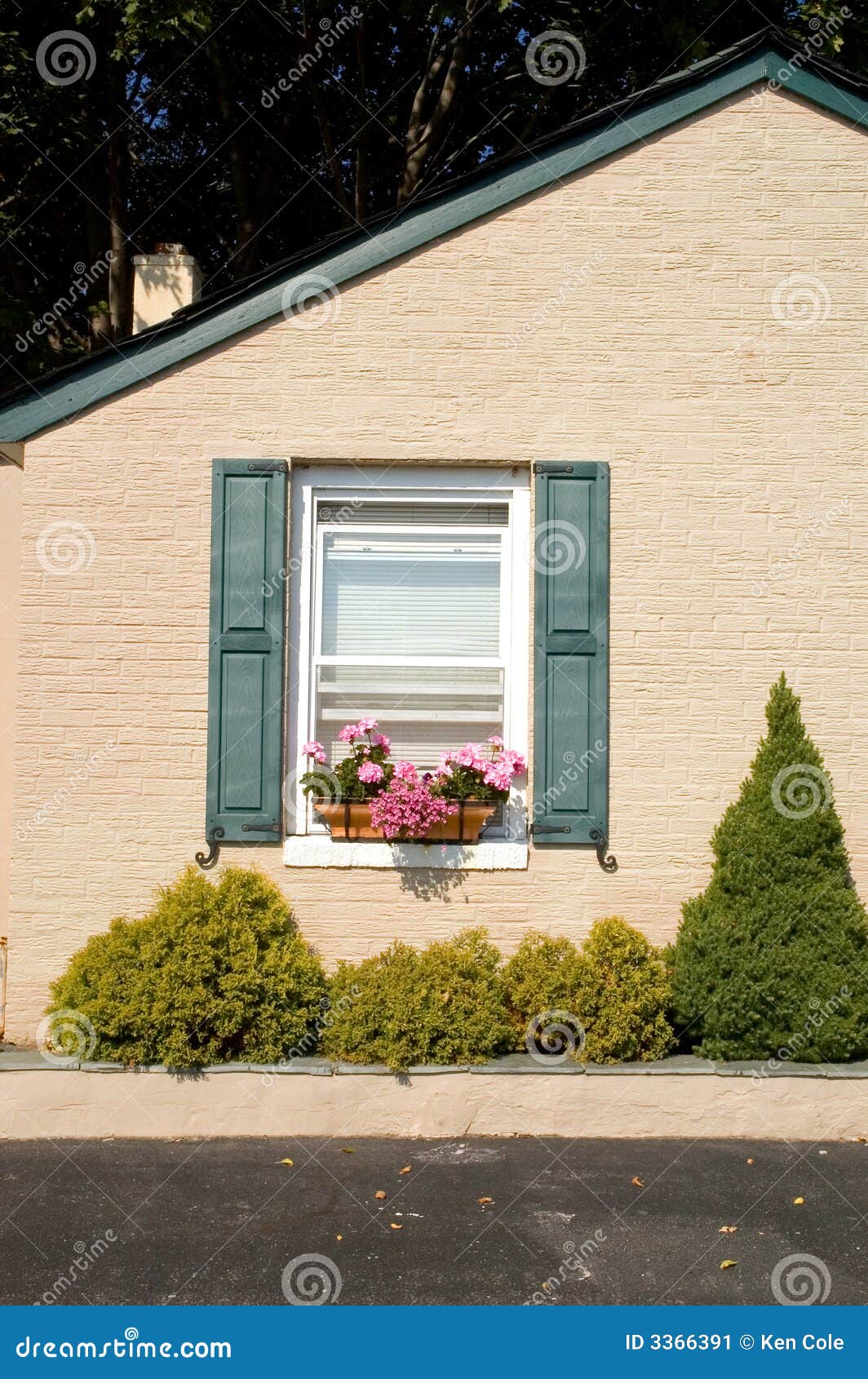 Cottage with flower boxes stock image. Image of landscape 3366391