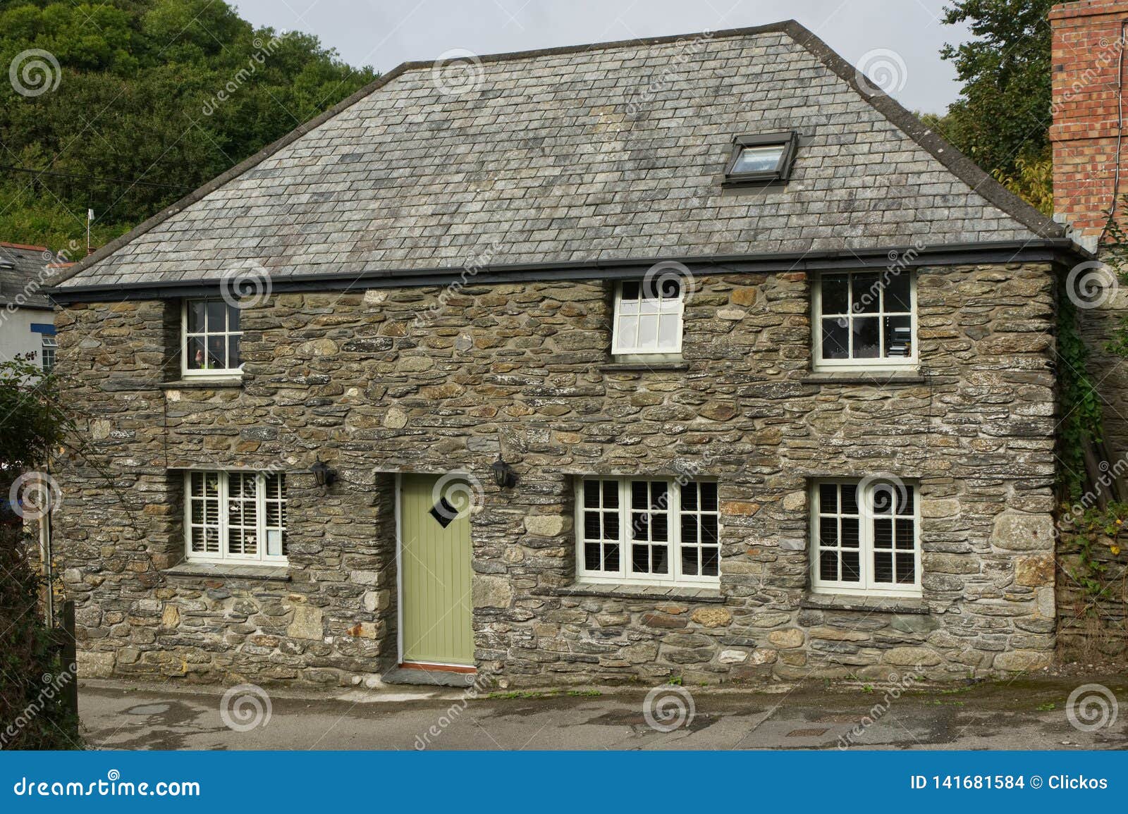 Cottage At Polkerris Beach Cornwall Uk Editorial Stock Image