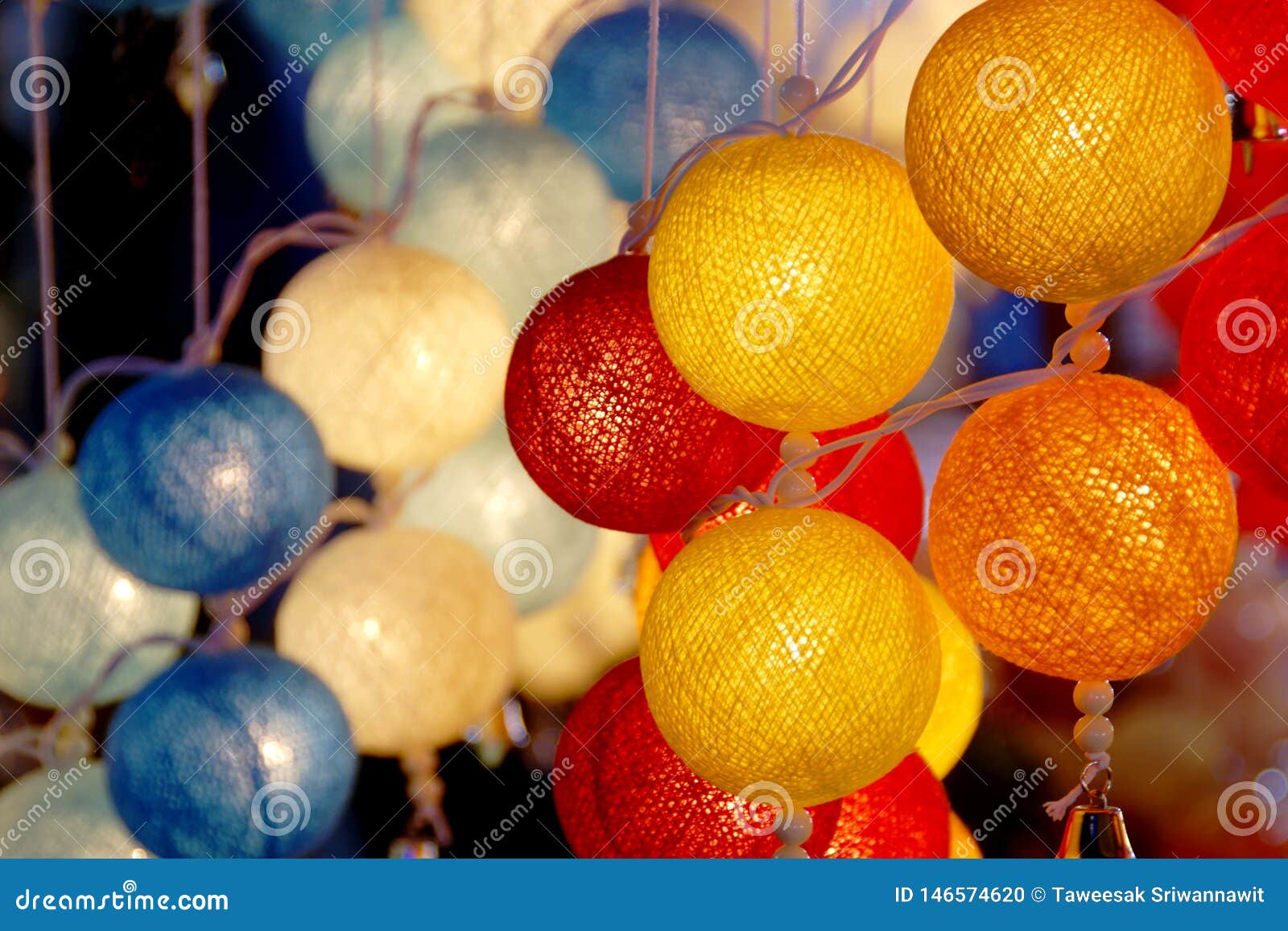 Cotton Ball Lights stock photo. Image of light, wire 146574620
