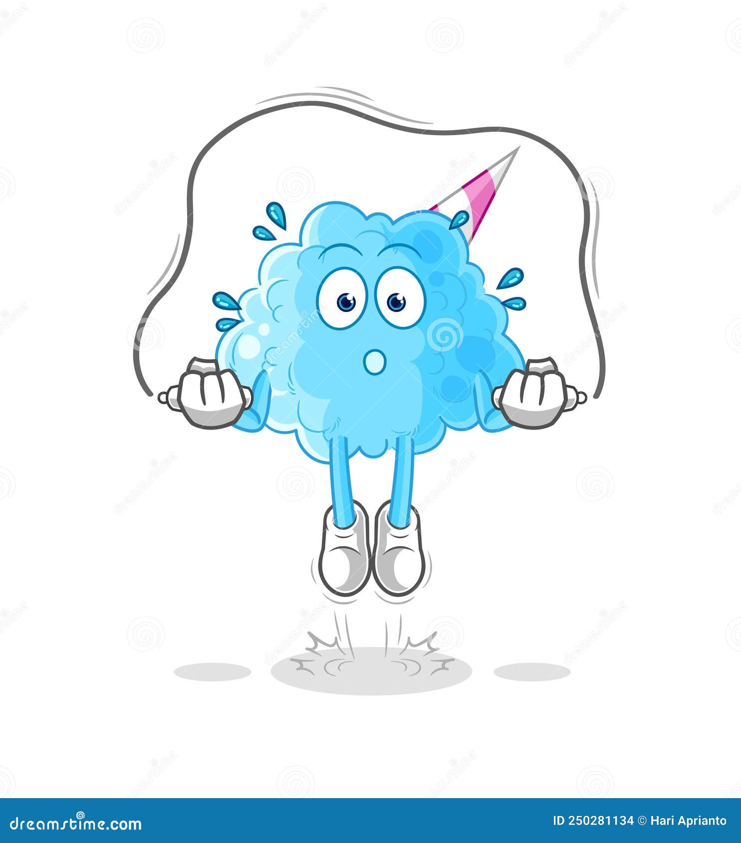 Cotton Candy Jump Rope Exercise. Character Vector Stock Vector