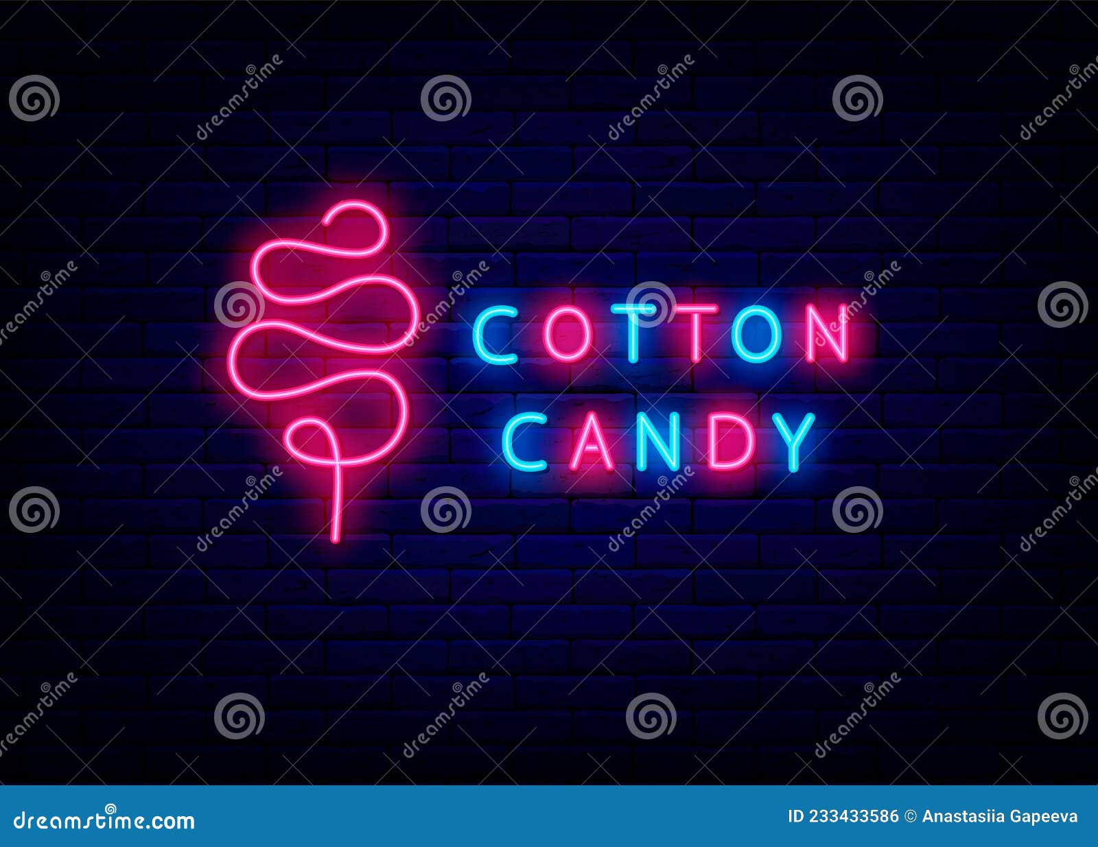 Cotton Candy Neon Sign. Sweet Bar Logo. Cake Store. Child Dessert on ...