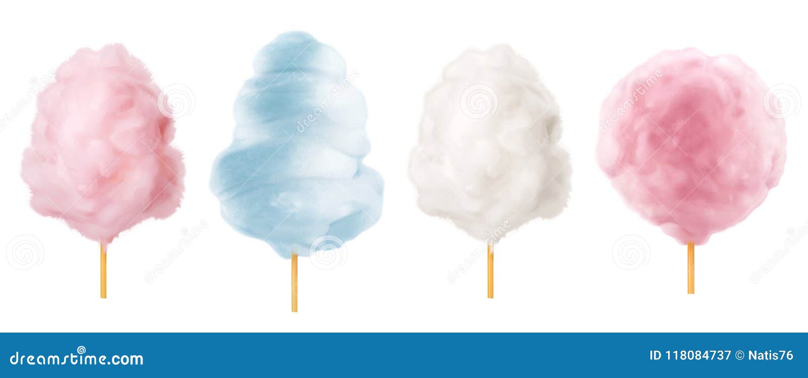 cotton candy. sugar clouds 3d  icon set