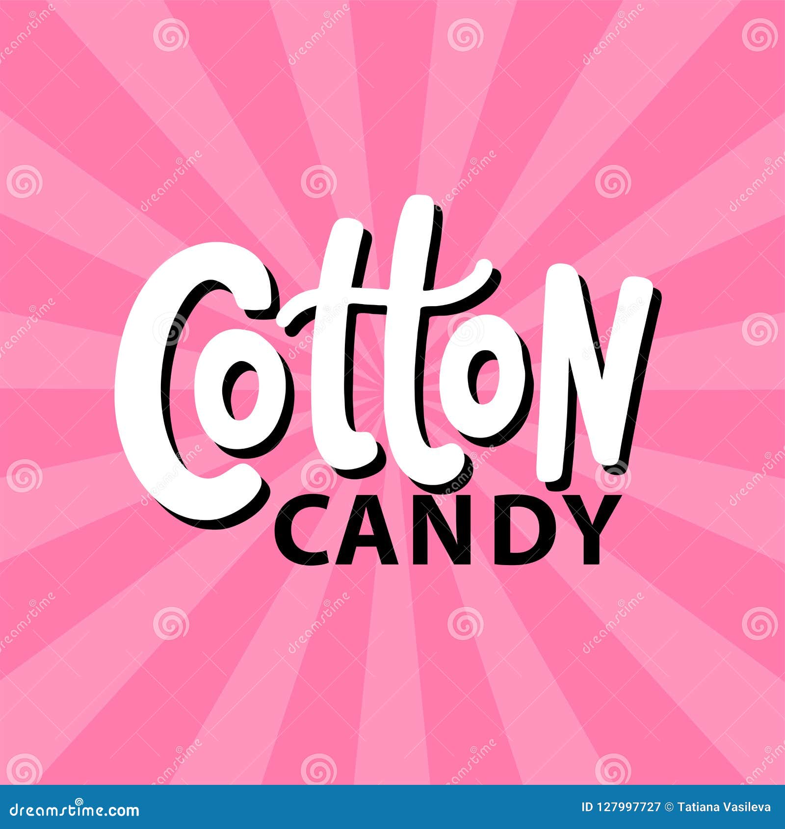 Cotton Candy. Text Logo Lettering. Hand Drawn Vector Illustration ...