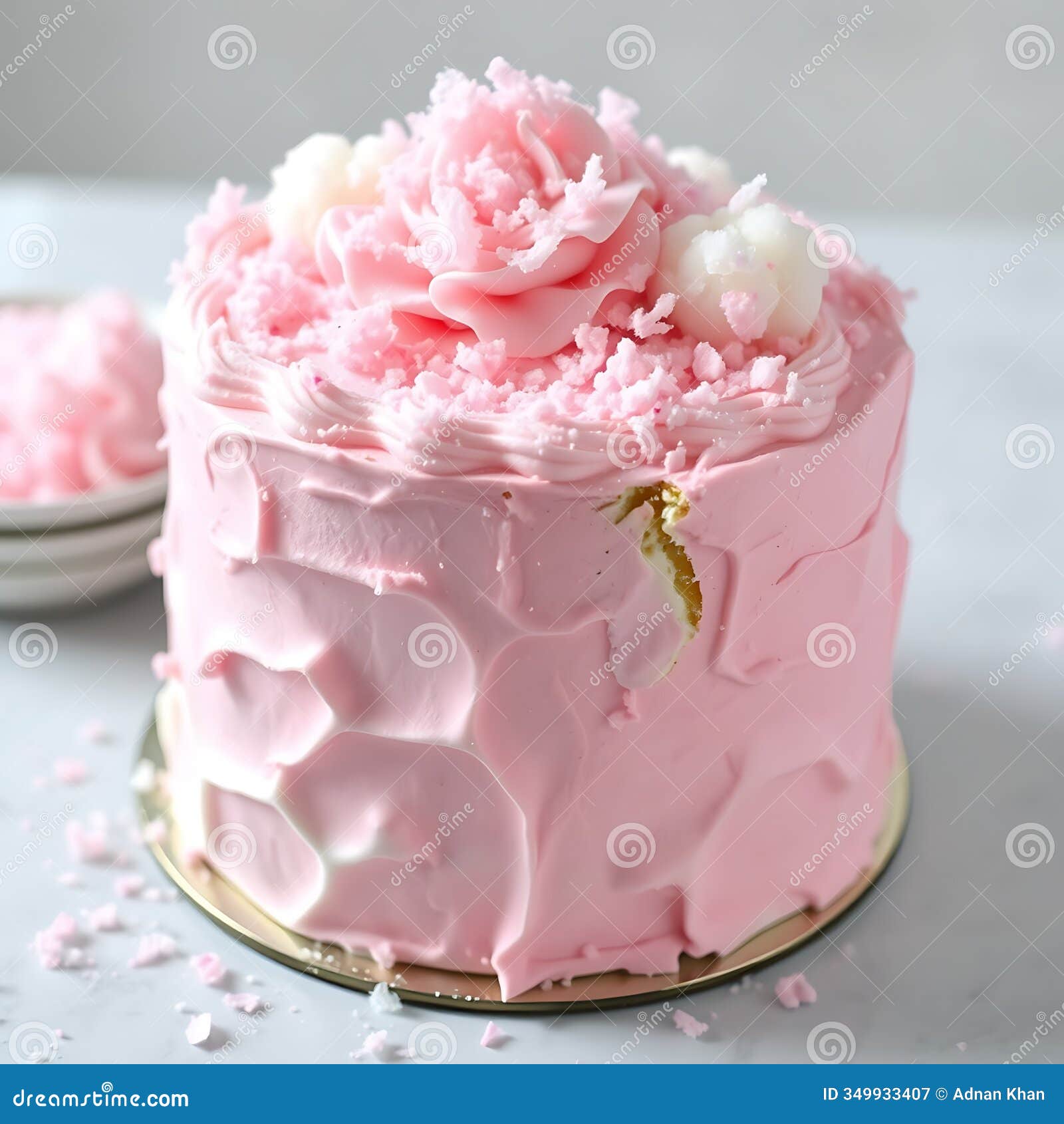 a cotton candy themed cake with pastel frosting and spun sugar