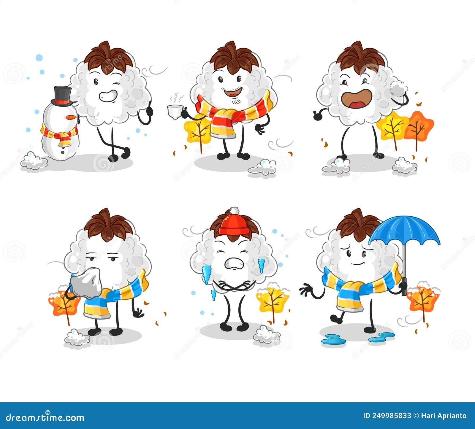 Cotton in Cold Weather Character Mascot Vector Stock Vector