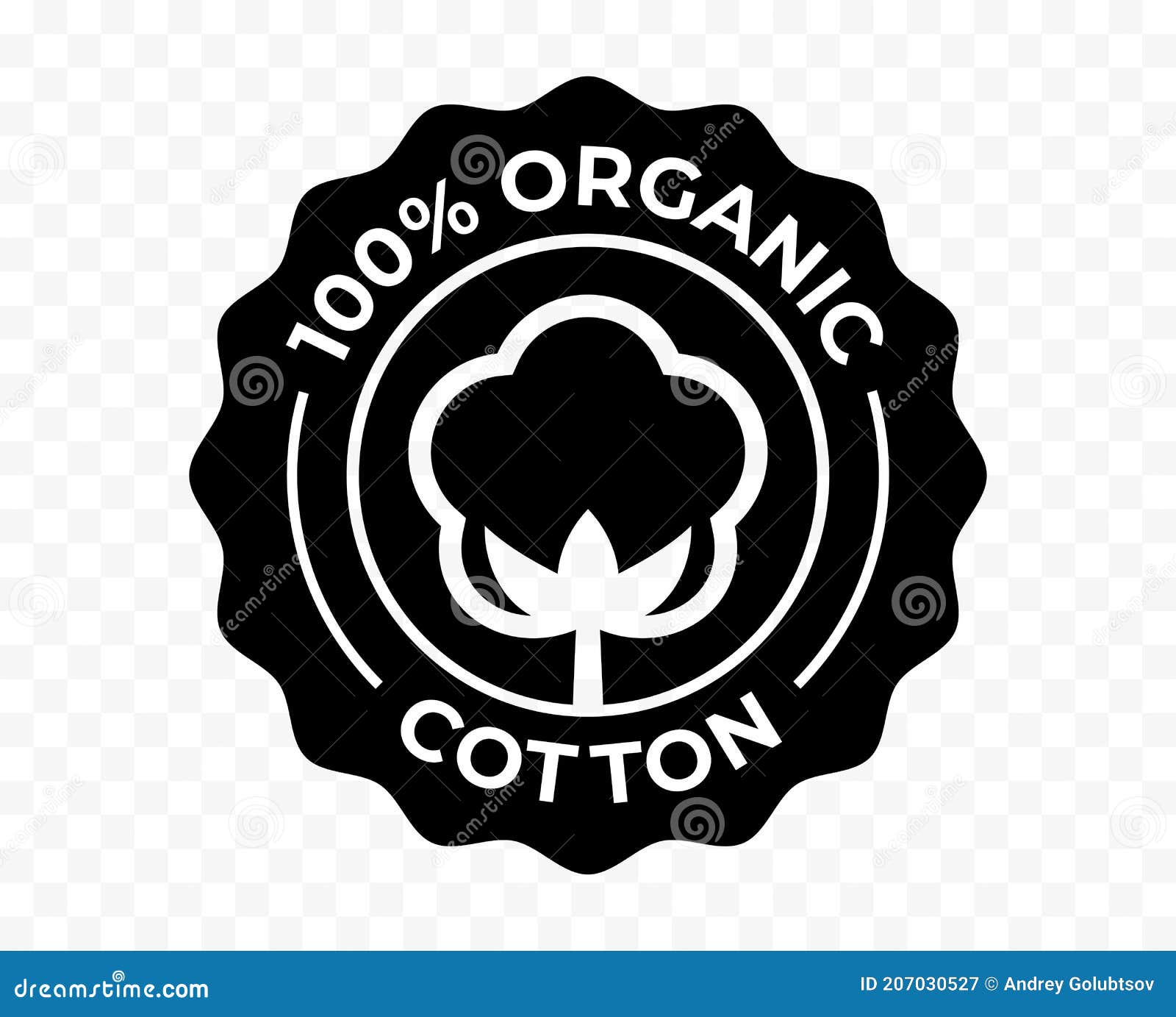 Cotton Flower Organic Icon, Eco Natural Bio Certificate Stamp, Vector ...
