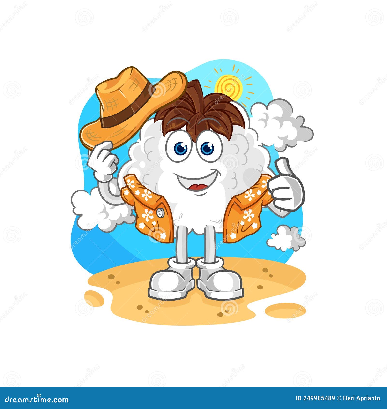 Cotton Go on Vacation. Cartoon Mascot Vector Stock Vector