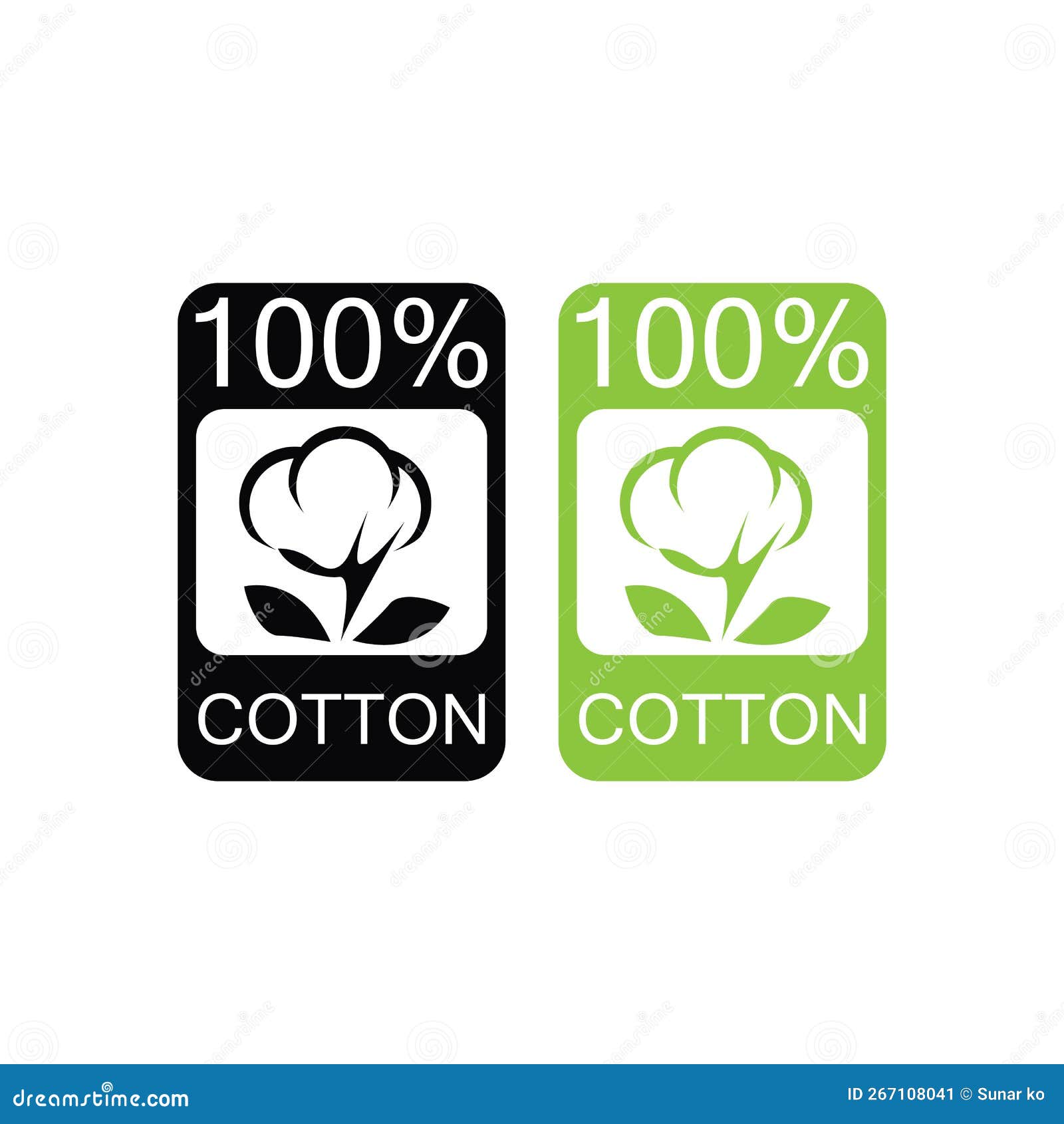 100 Cotton Icon.Natural Organic Cotton, Pure Cotton Vector Labels