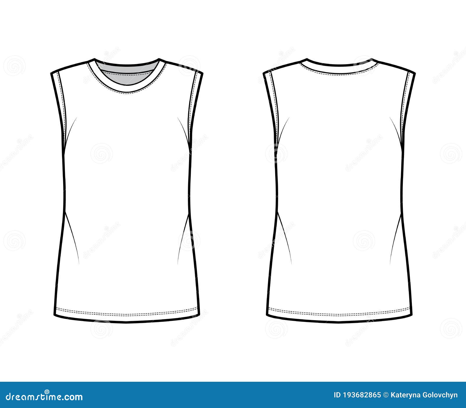 Cotton-jersey Tank Technical Fashion Illustration with Crew Neckline ...