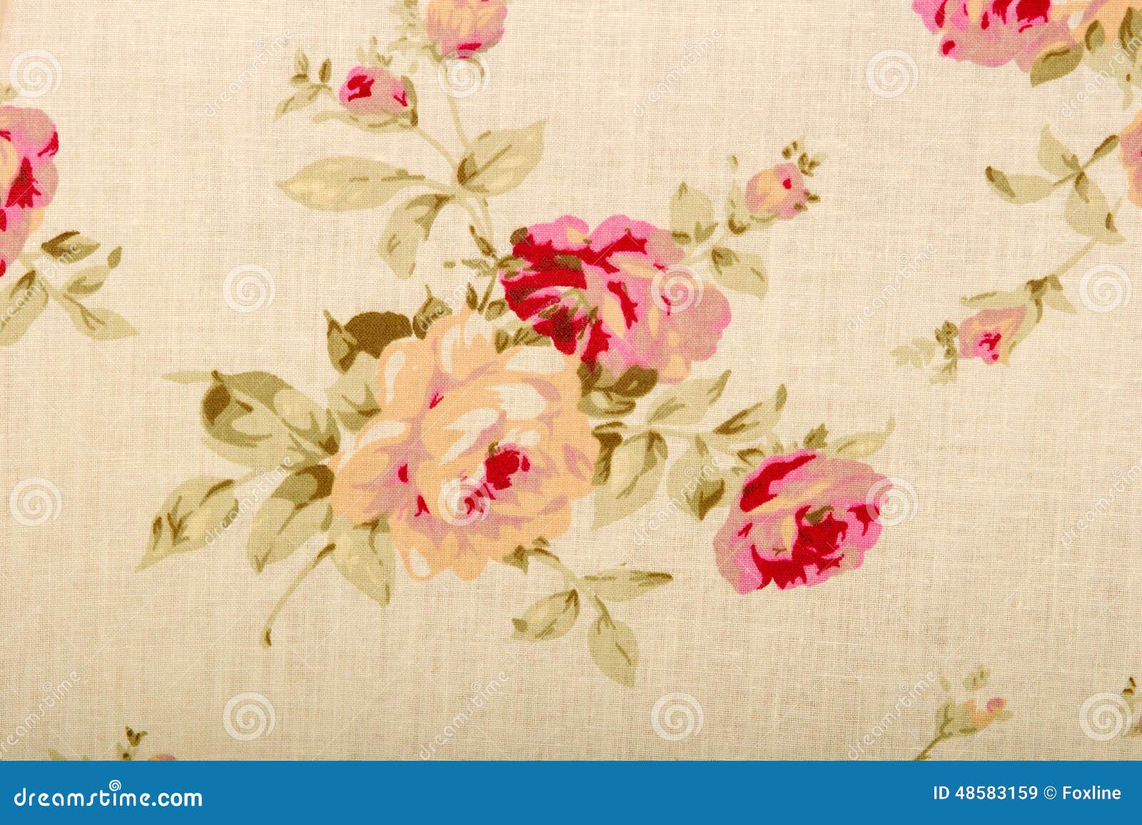 Cotton Linen Fabric Texture with Drawing Flowers Stock Image Image of