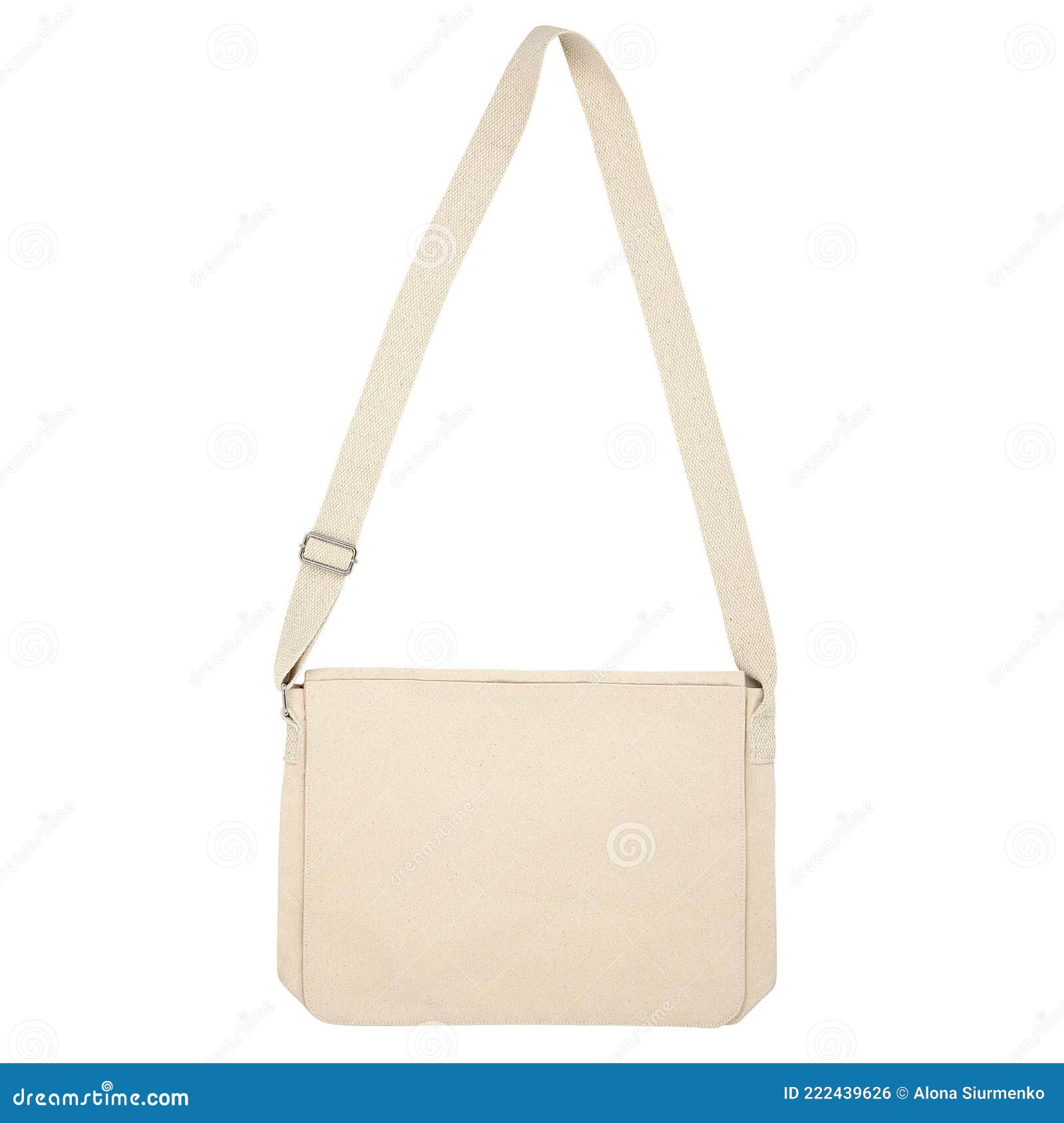 Cotton Messenger Bag on a White Background Stock Photo Image of