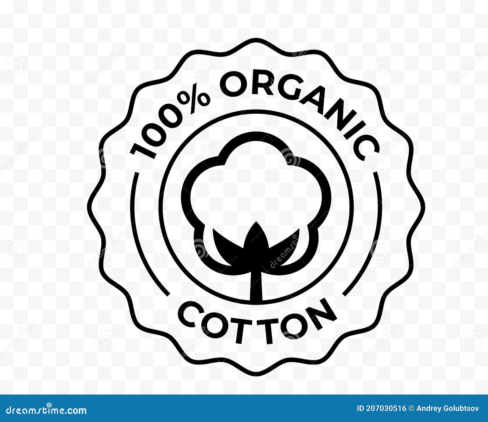 Cotton 100 Organic Bio and Eco Certificate Icon, Vector Package Stamp ...