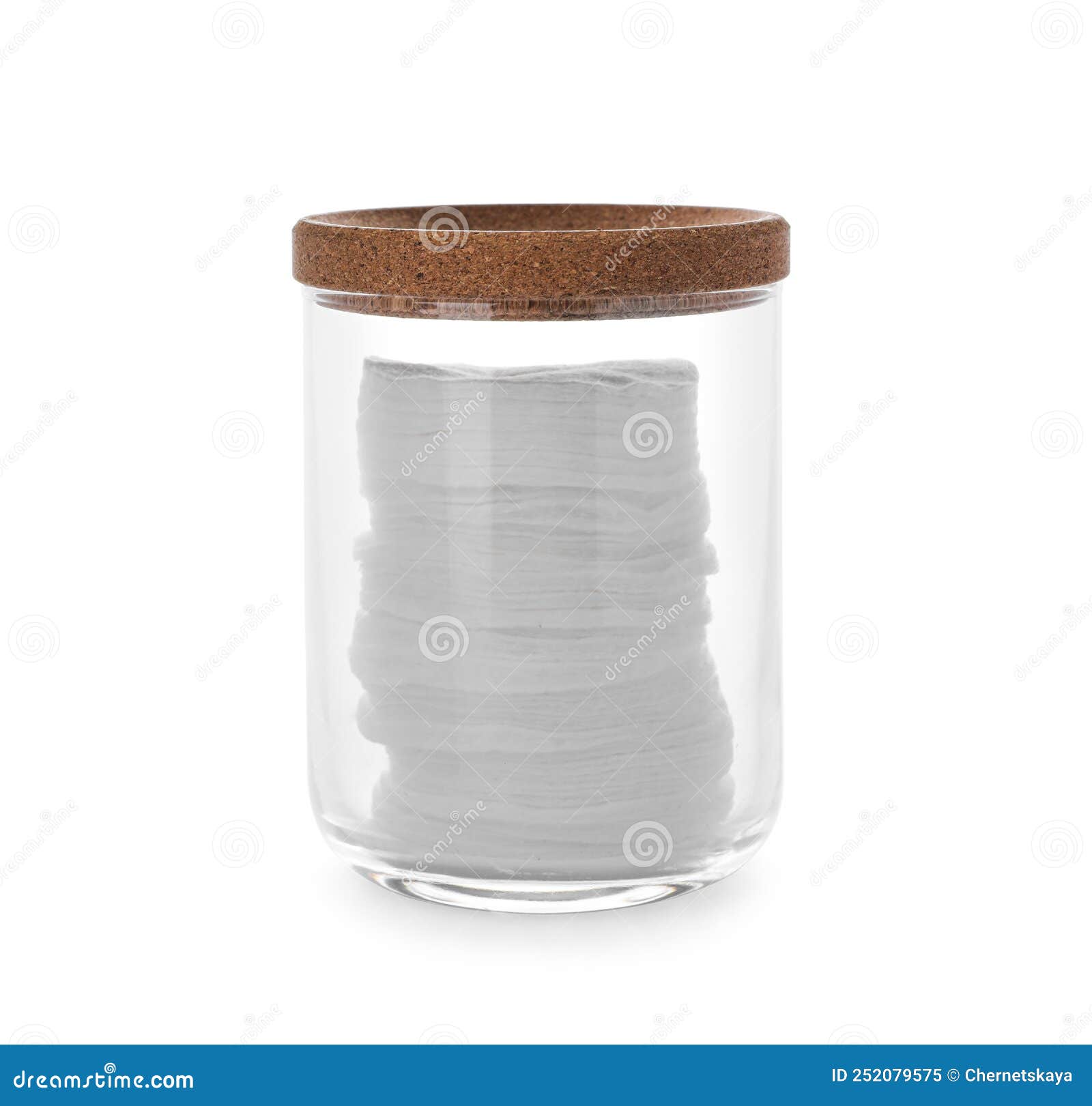 Cotton Pads in Glass Jar on White Background Stock Image Image of