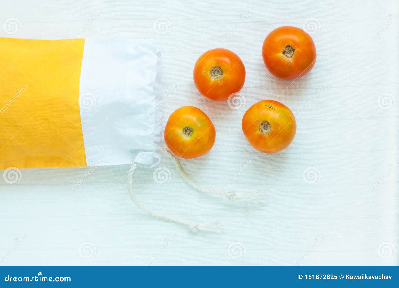 Top View of Yellow Cotton Shopping Bag with Organic Eco Yellow Tomatoes ...