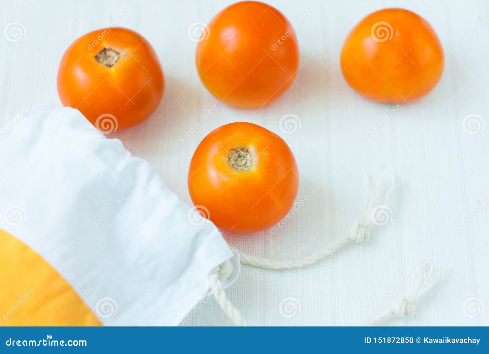 Top View of Yellow Cotton Shopping Bag with Organic Eco Yellow Tomatoes ...