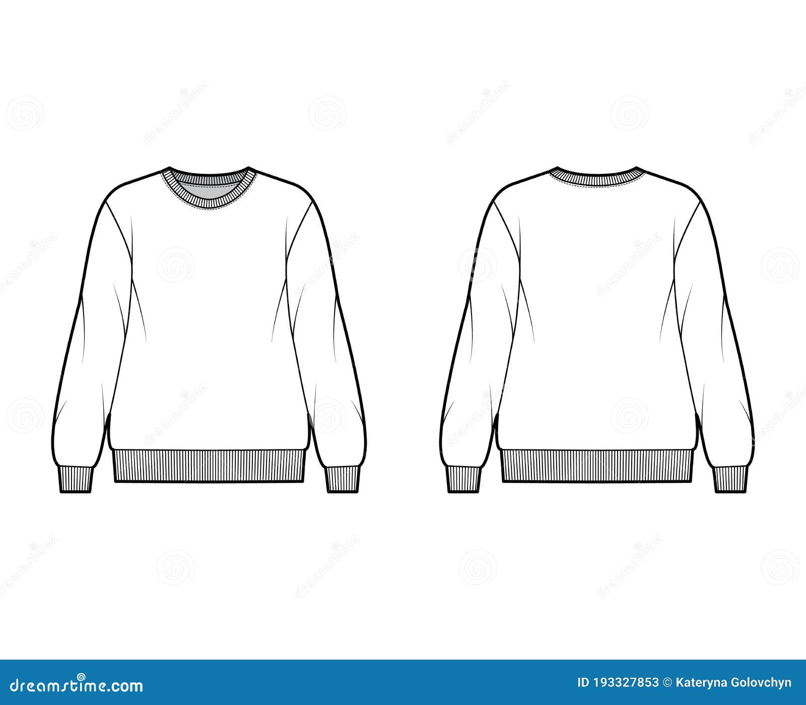 Cotton-terry Oversized Sweatshirt Technical Fashion Illustration with ...