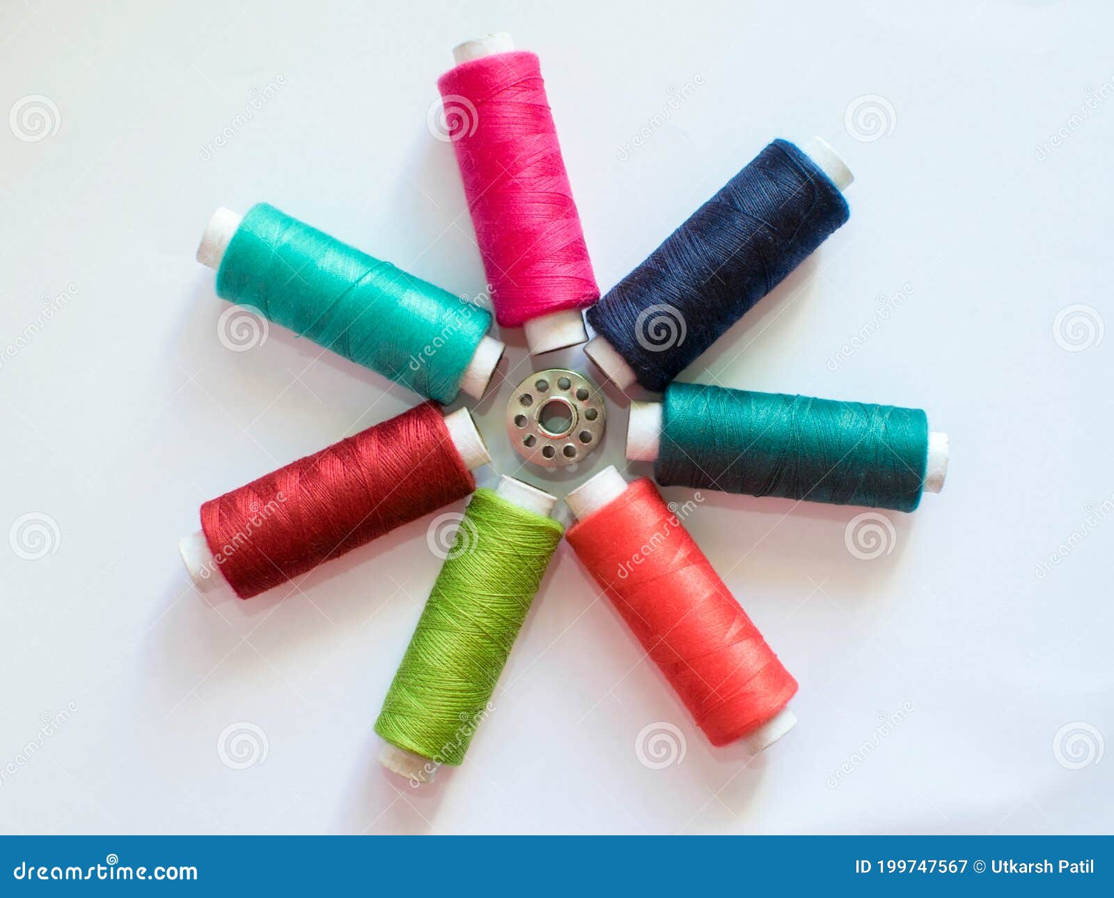 Cotton Thread Reel with Various Colors Stock Image - Image of