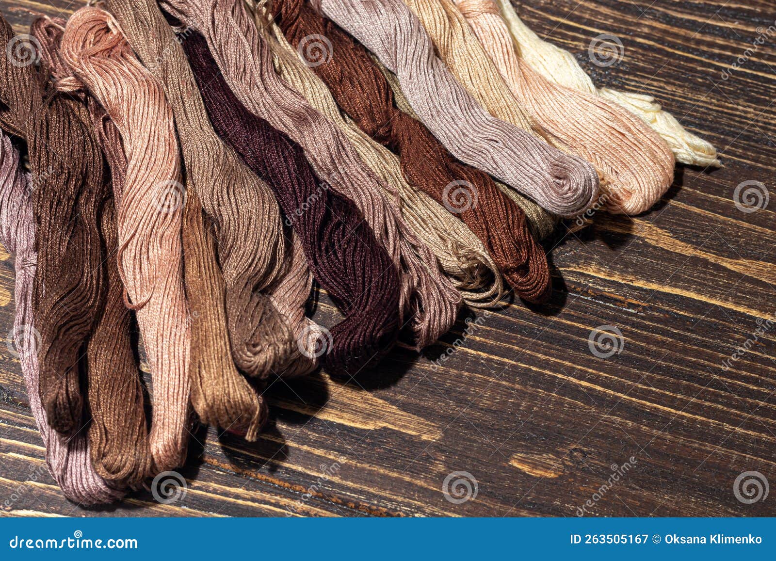 Cotton Threads for Sewing. Multicolored Palette, Handmade Process Stock