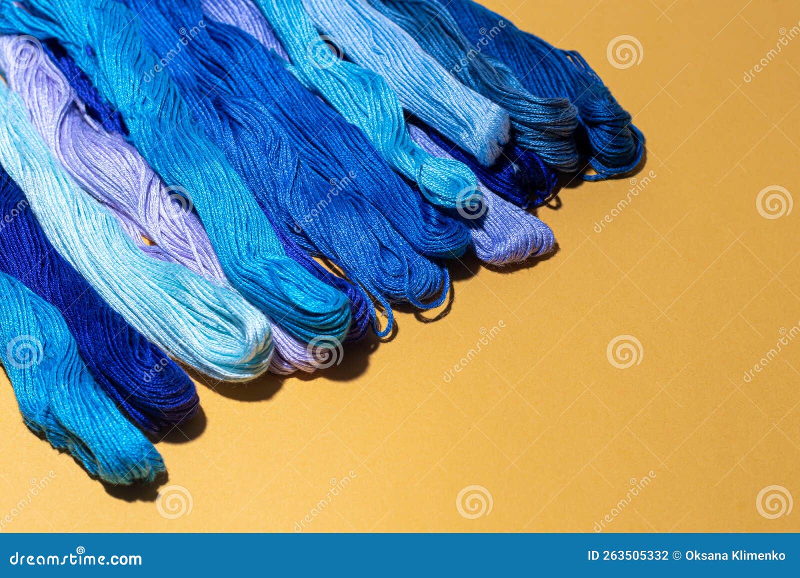 Cotton Threads for Sewing. Multicolored Palette, Handmade Process Stock