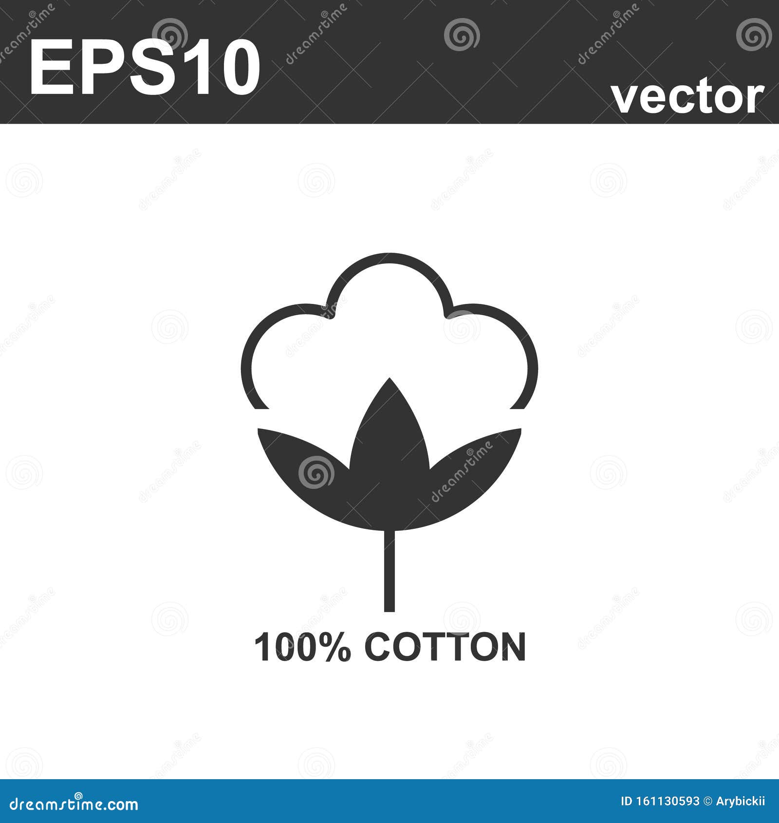 100 Cotton - Web Black Icon Design. Natural Fiber Sign. Vector