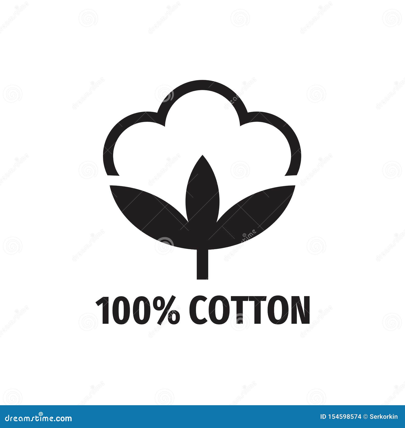 100 Cotton - Web Black Icon Design. Natural Fiber Sign. Vector ...