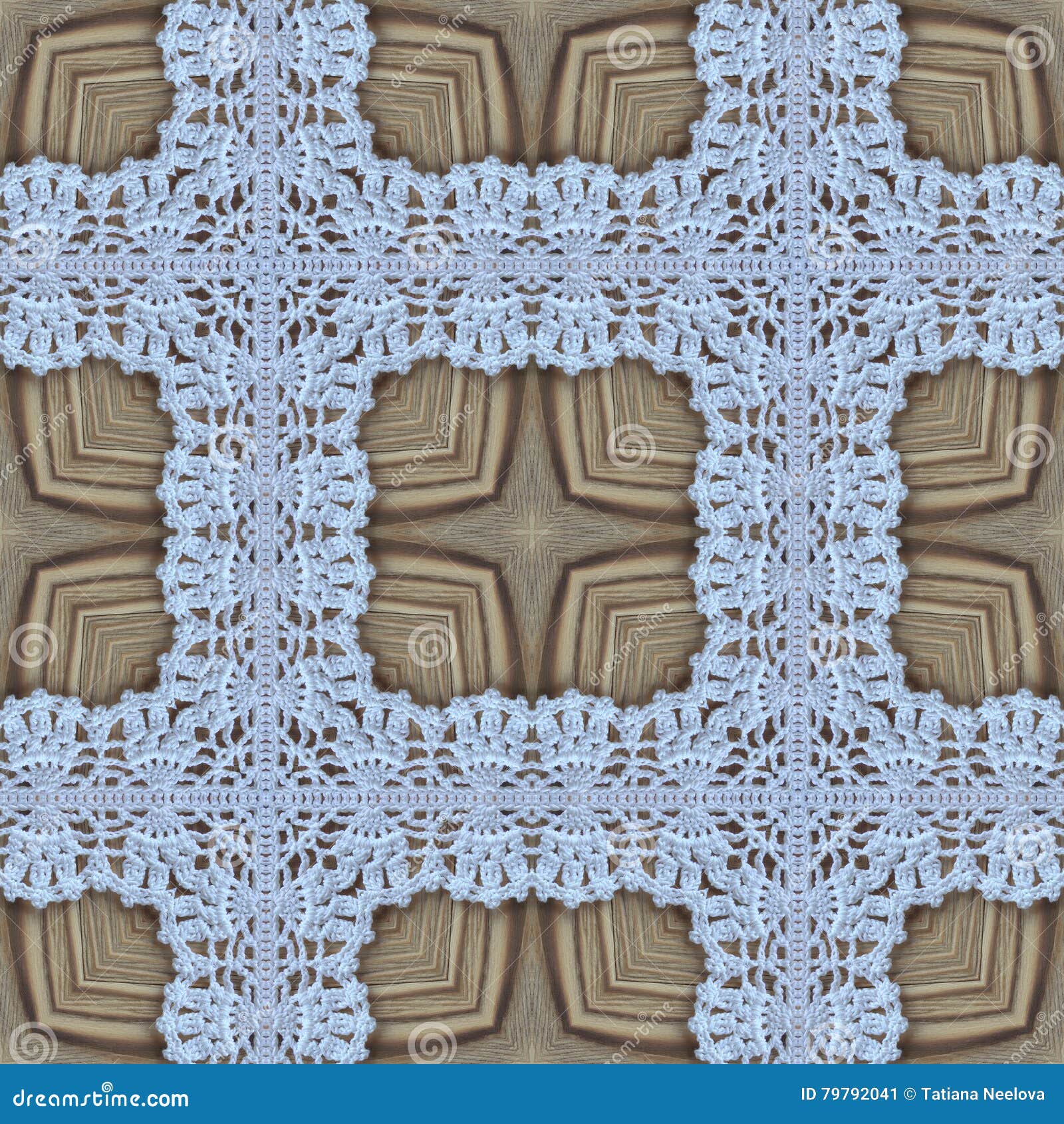 cotton white crochet background, backdrop for scrapbook, top view. collage mirror reflection. seamless kaleidoscope montage for cu