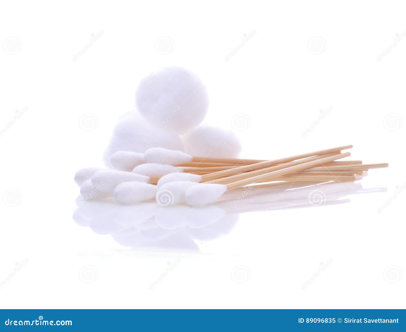 Cotton Wool ,cotton Bud a White Background Stock Image Image of group
