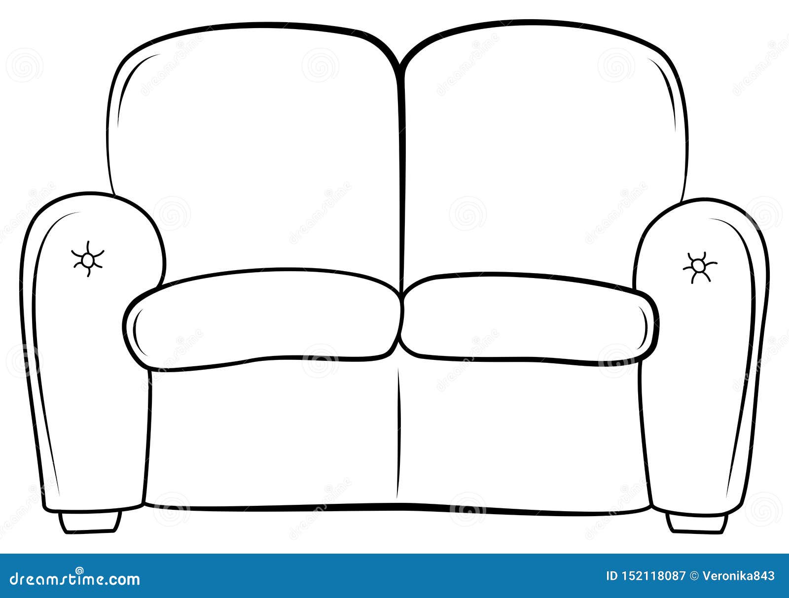 Couch Outline Icon. Hand Drawn Sketch Sofa. Vector Illustration Upholstered  Seat. Coloring Book for Children Stock Vector - Illustration of children,  doodle: 152118087