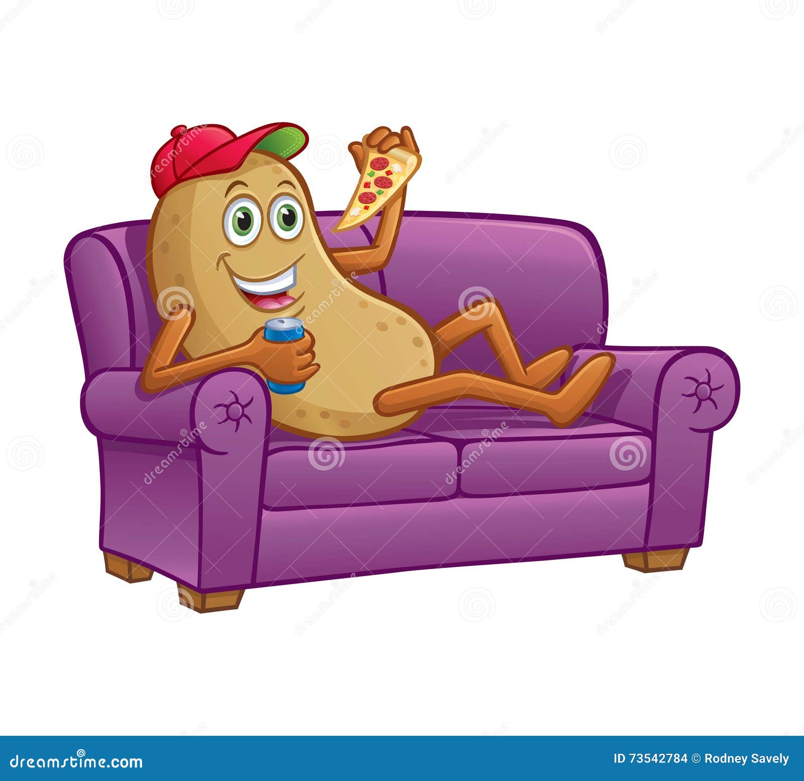 Couch Potato Eating Pizza On Couch Stock Photo Image Of Unhealthy