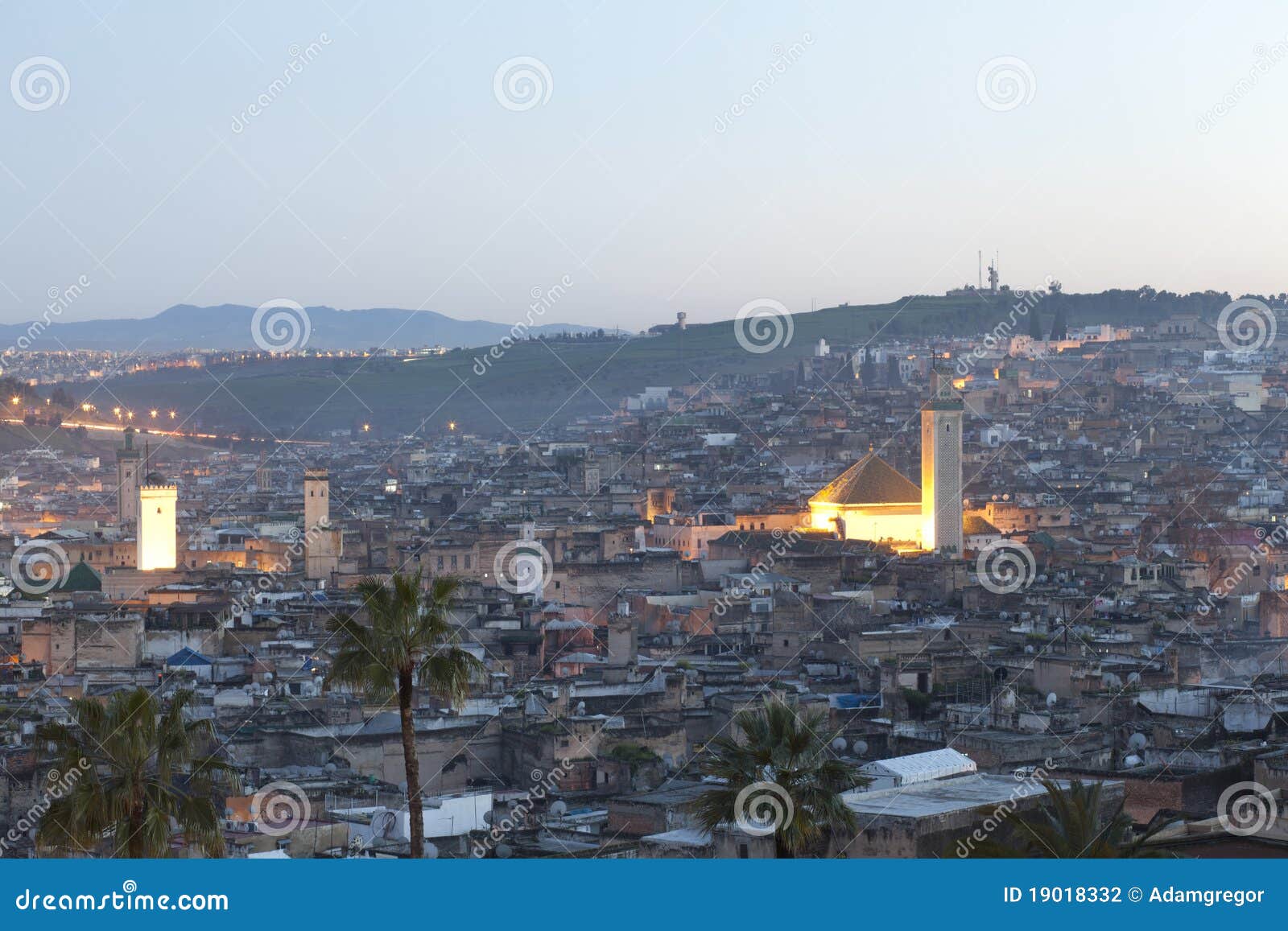 Coucher Du Soleil Au Dessus De Fes Dans Marocco Photo Stock