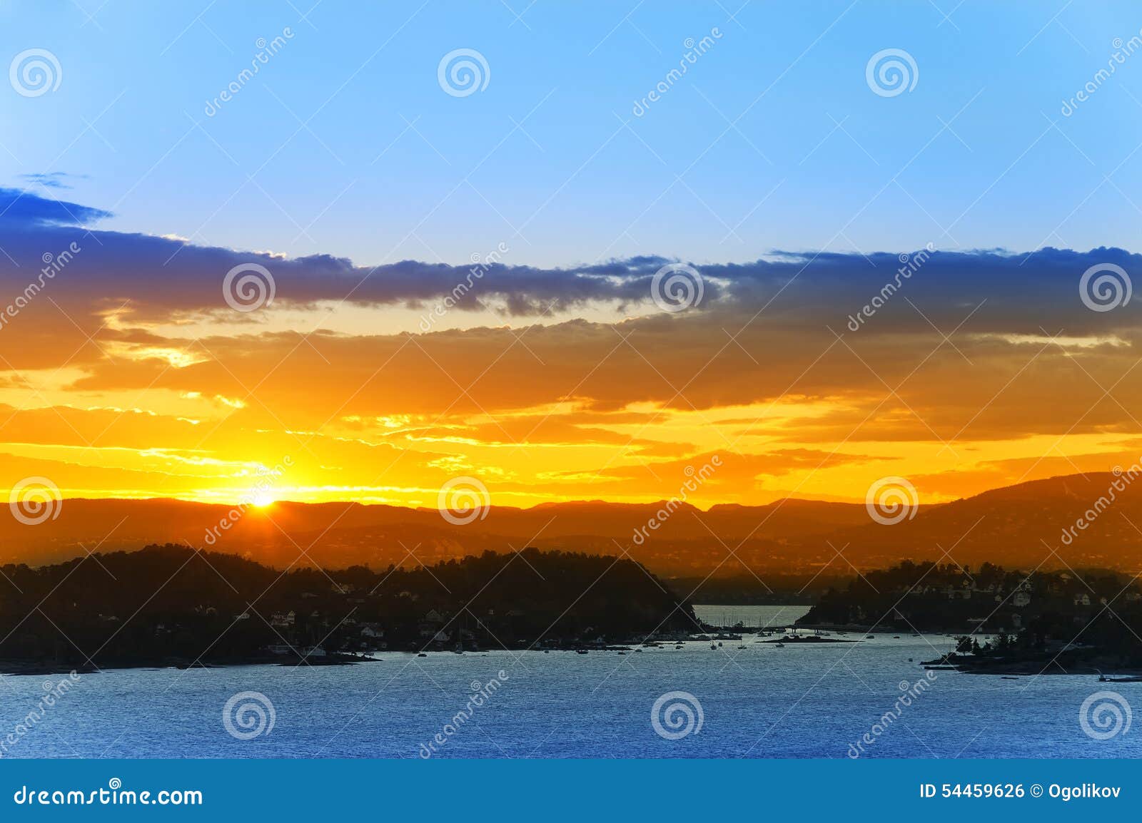 Coucher Du Soleil Au Dessus Du Fjord Doslo Norway Photo