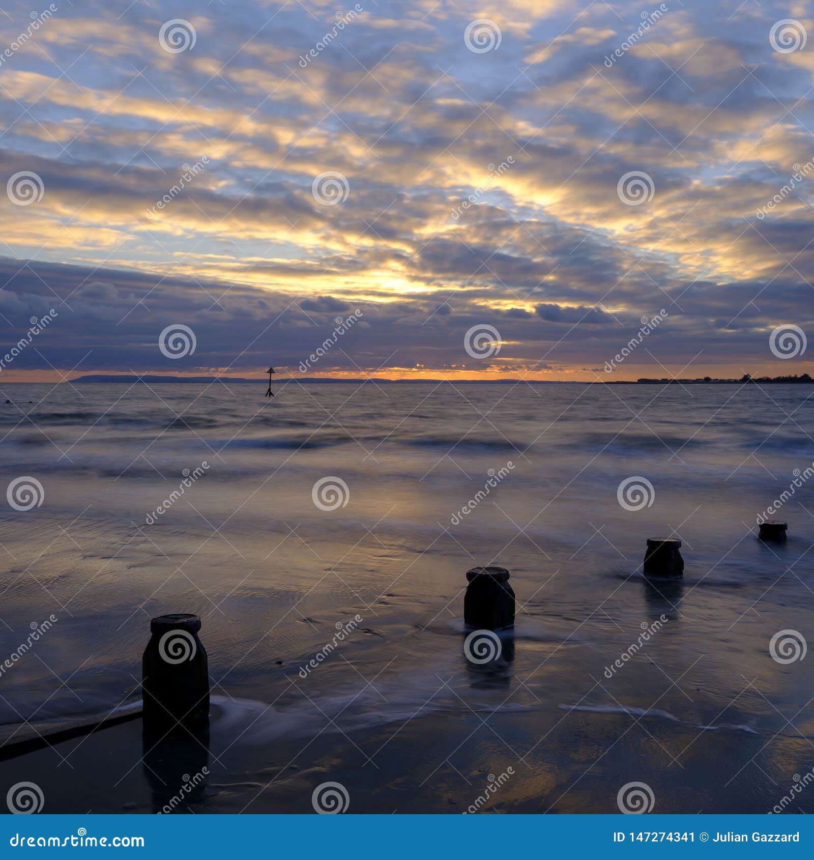 Coucher Du Soleil Dautomne De La Plage Occidentale De