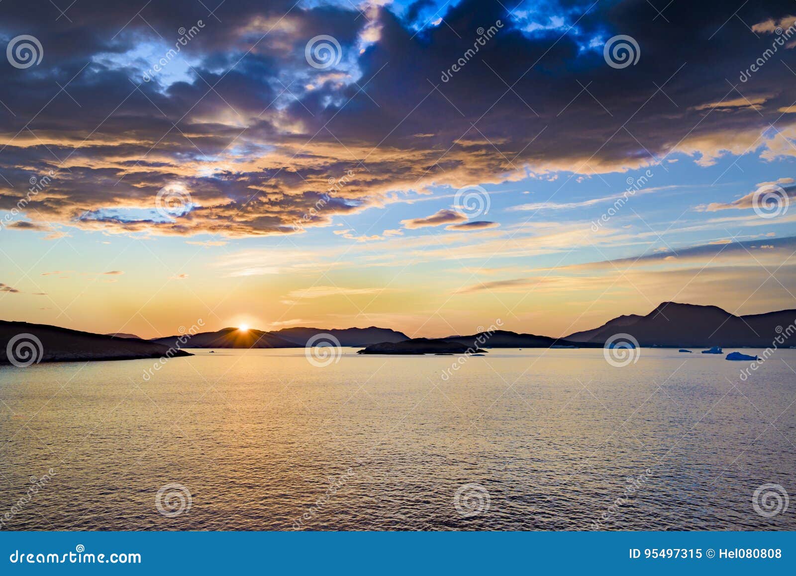 Coucher Du Soleil Groenland Image Stock Image Du Midsummer