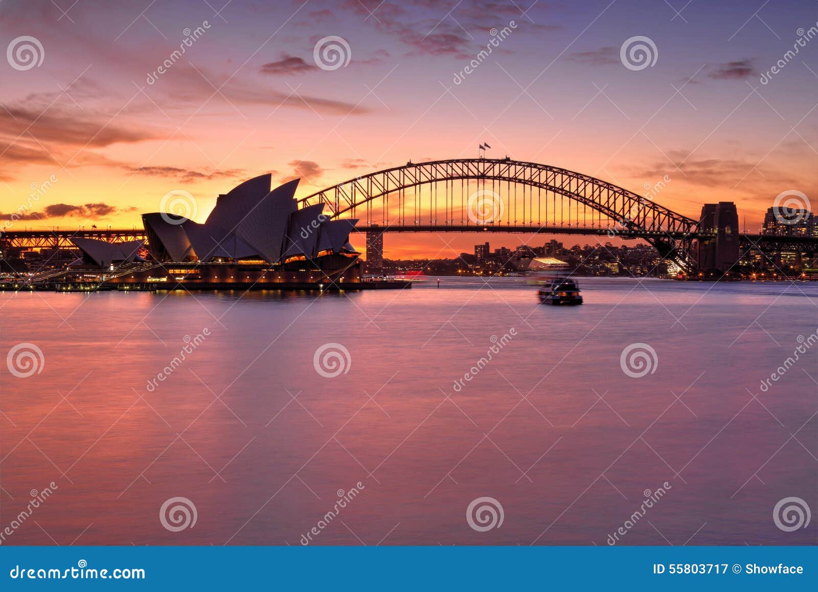 Coucher Du Soleil Spectaculaire Au Dessus De Sydney Harbour