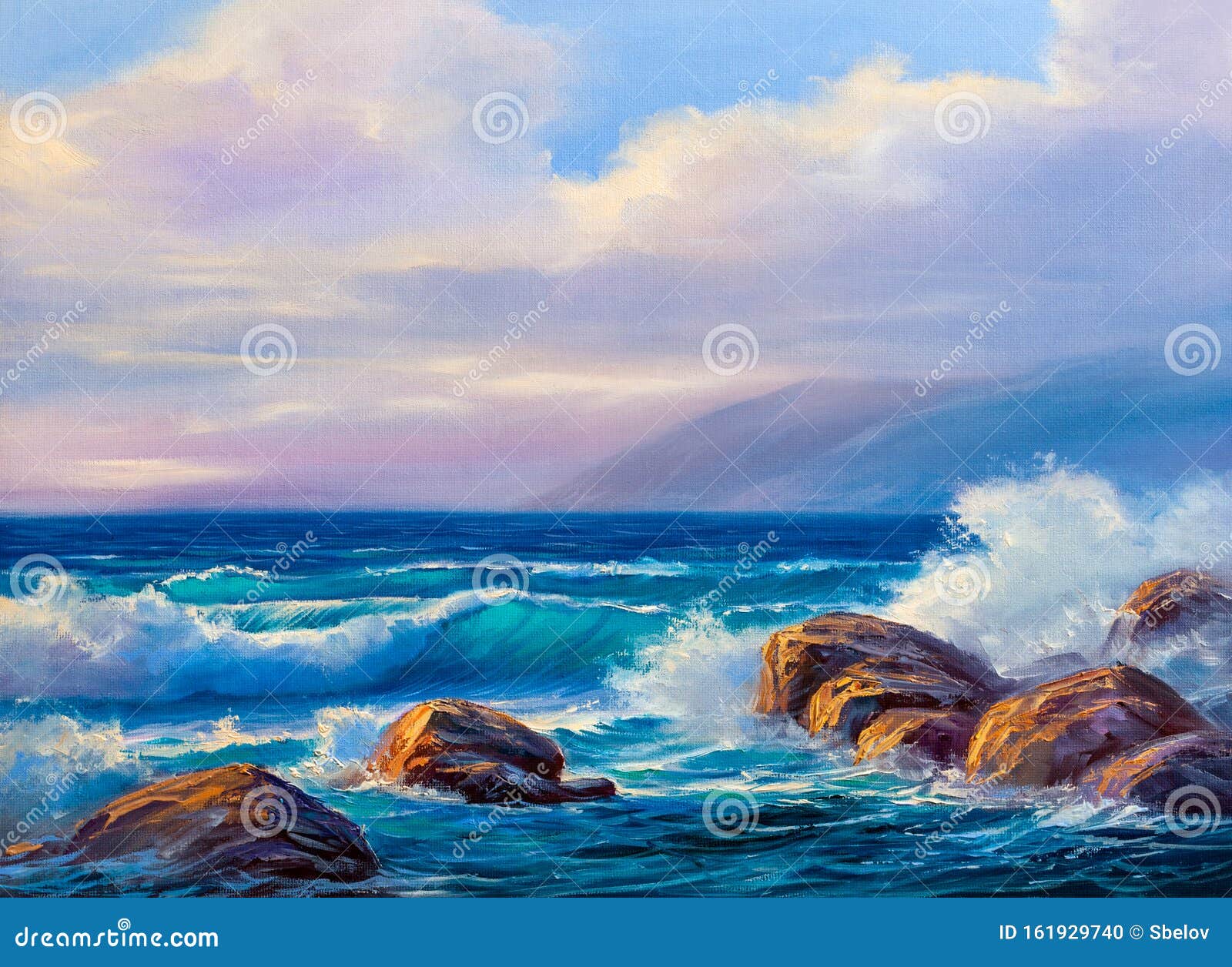 Paysage marin peinture à lhuile Original Art océan coucher de