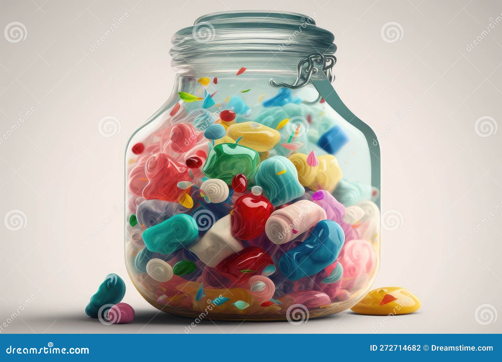 Coughdrop Jar, Filled with Different Flavors and Colors Stock Photo
