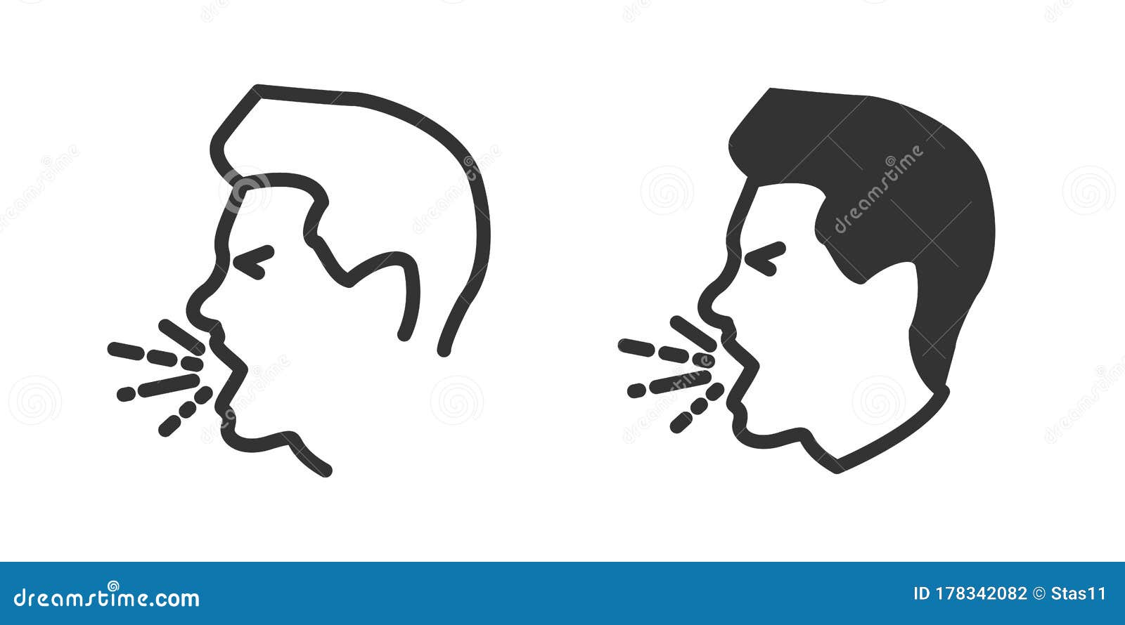 Cough Icon in Two Versions in Simple Design. Vector Illustration Stock