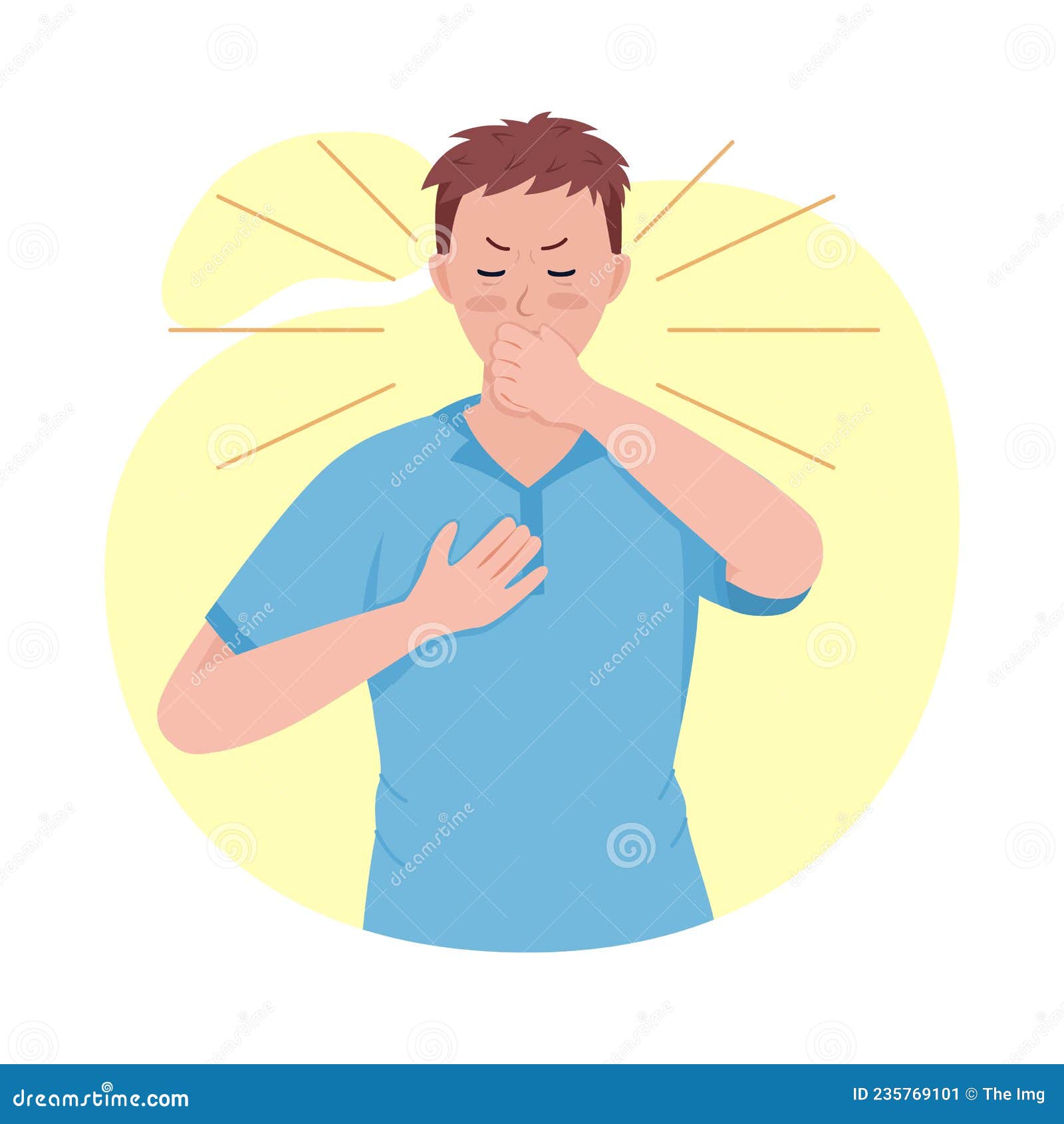 Coughing Man Semi Flat Color Vector Character Stock Vector ...