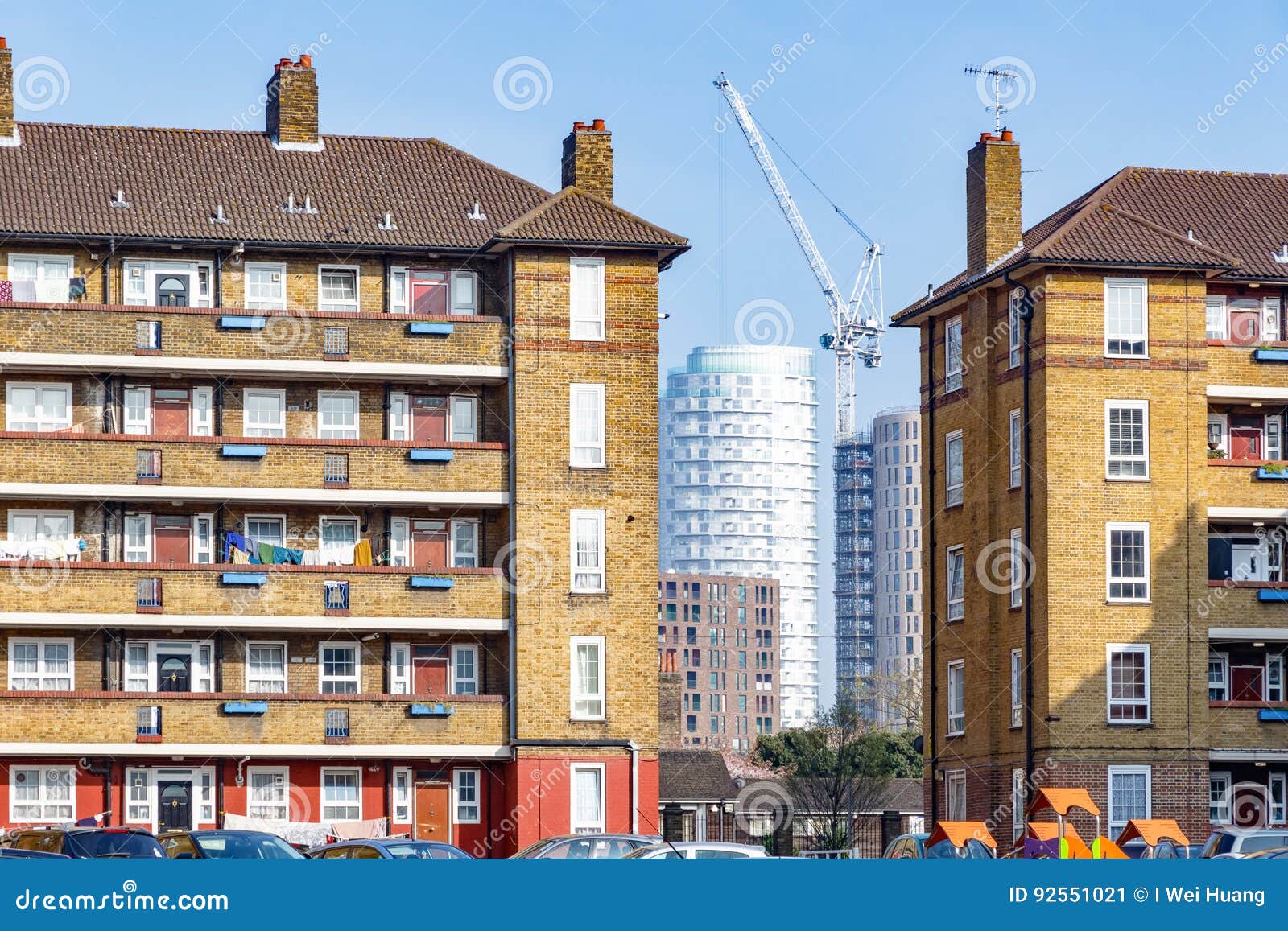 council housing blocks and modern tower block flats