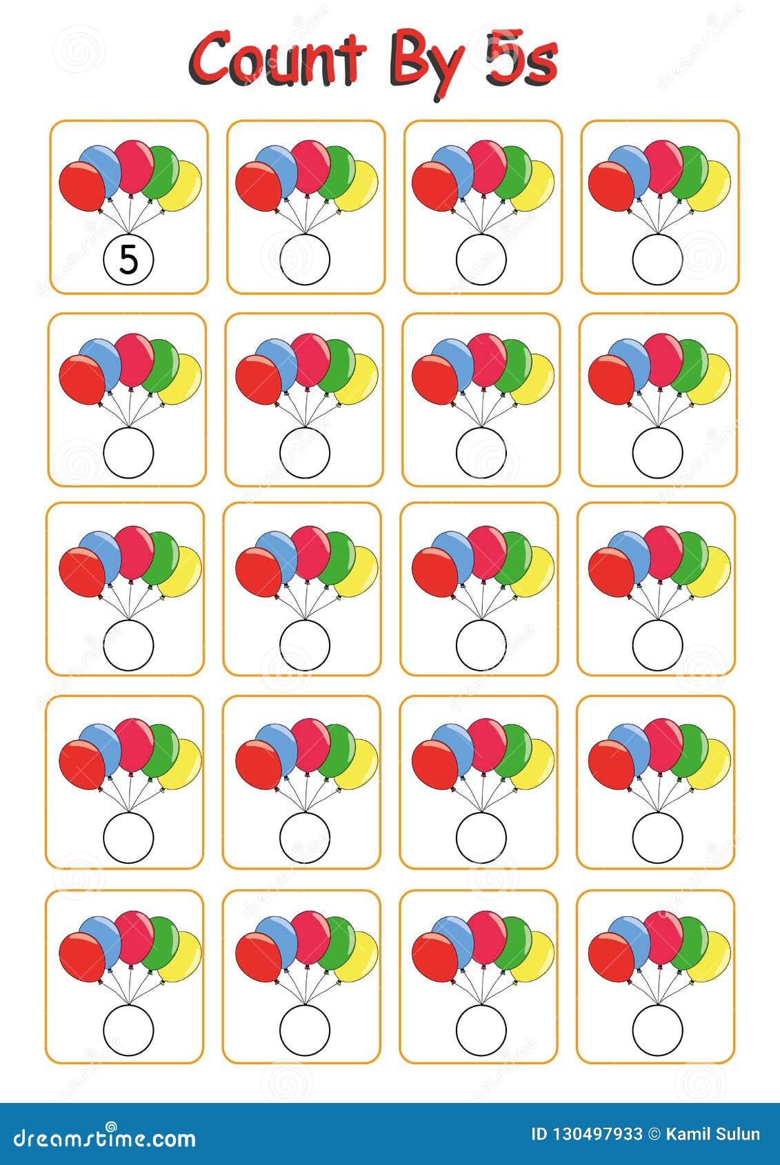 Count by 22s Practice Worksheet, Write the Missing Numbers, Stock Within Counting By 5s Worksheet
