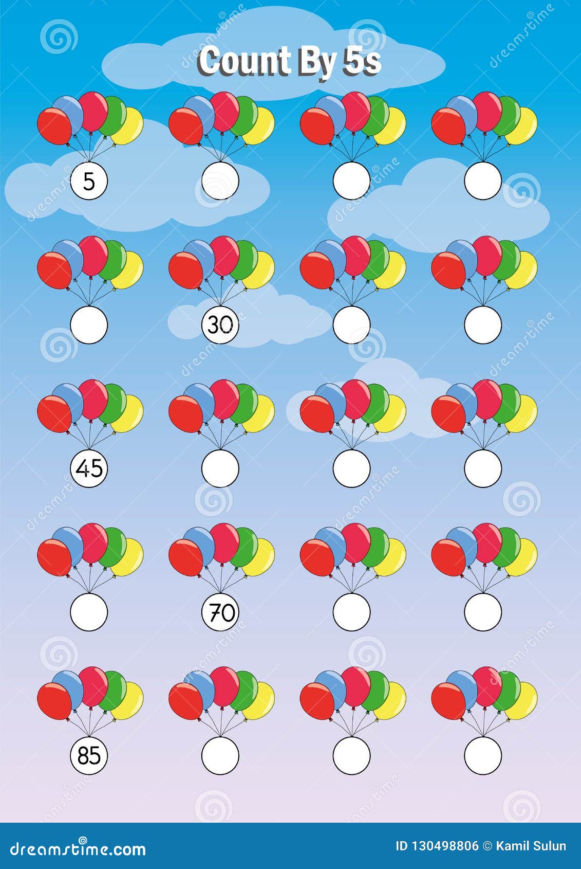 Count by 22s Practice Worksheet, Write the Missing Numbers, Stock Intended For Counting In 5s Worksheet