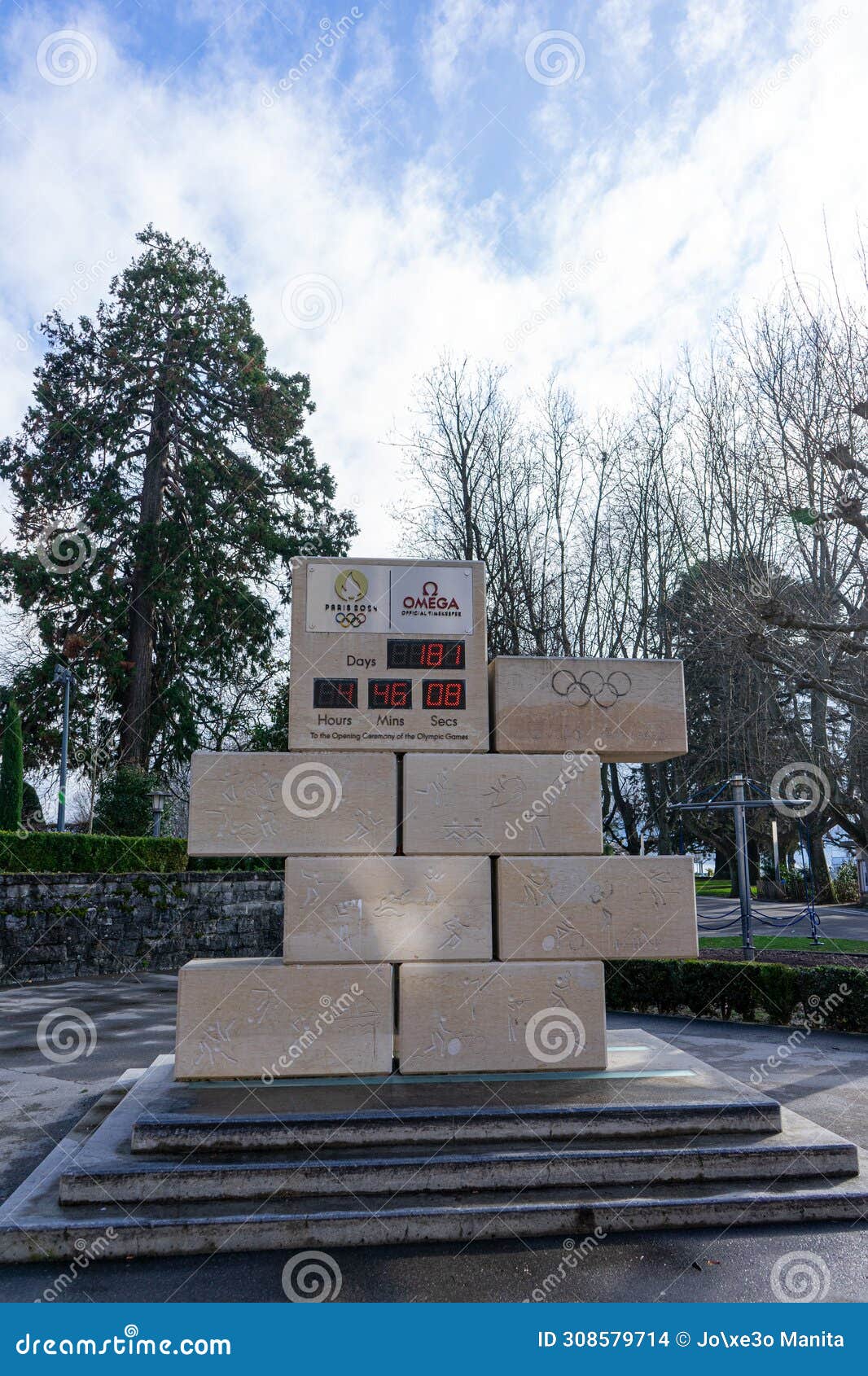 Countdown Clock for the 2024 Paris Olympics in Ouchy, Lausanne