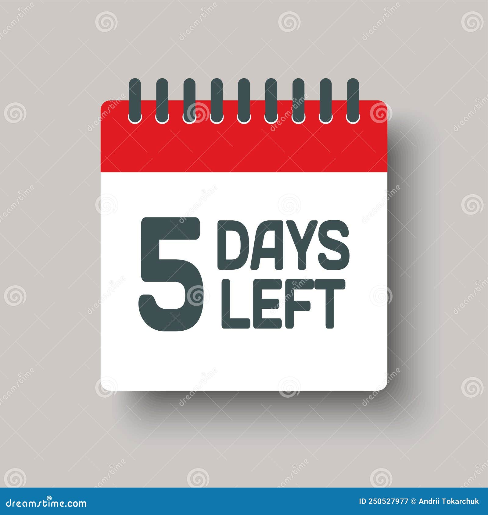 Countdown daily Page Calendar Icon 5 Days Left Stock Illustration