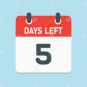 Countdown Daily Page Calendar Icon 5 Days Left Stock Vector 